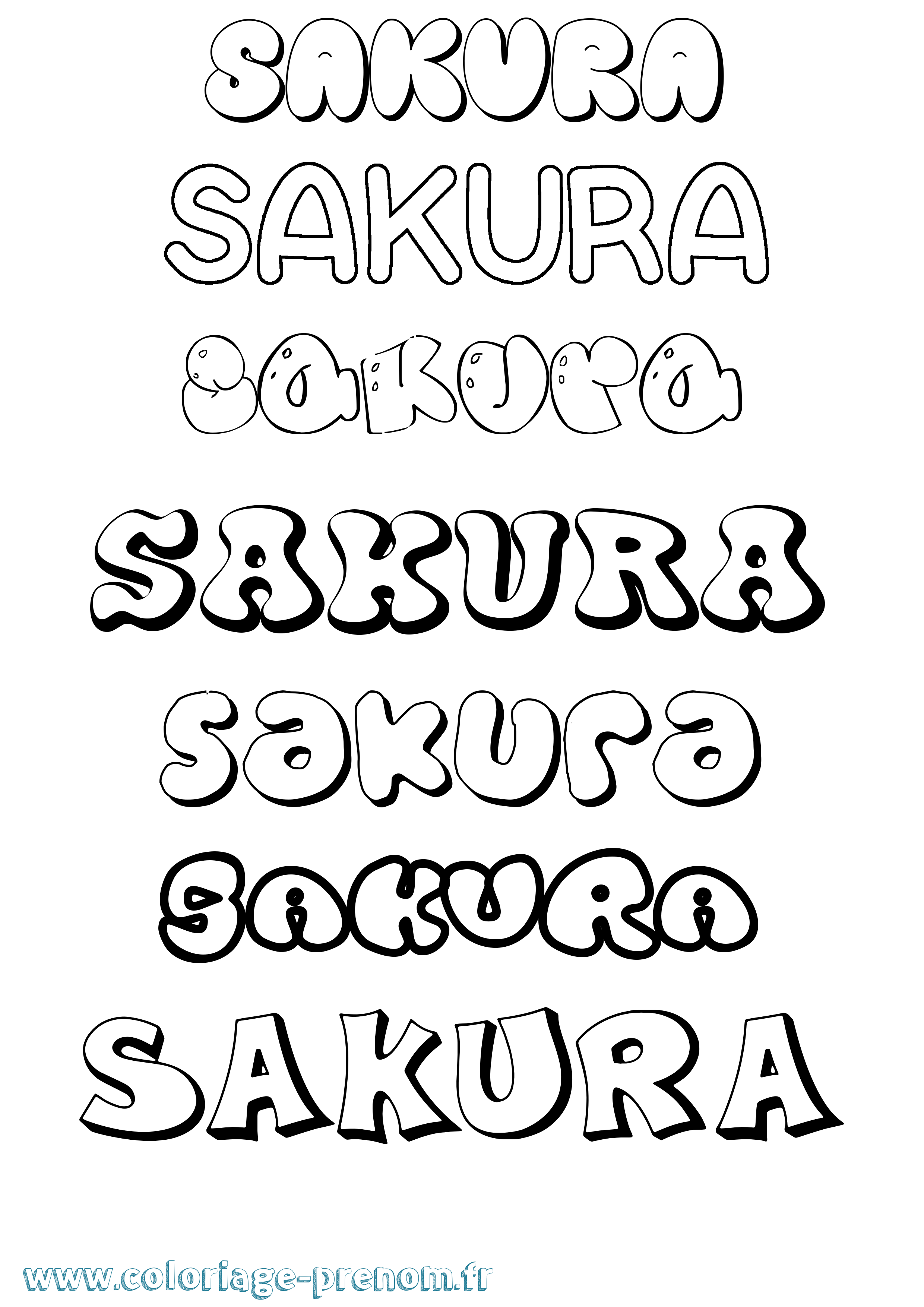 Coloriage Sakura Bubble Coloriage prénom Sakura Bubble