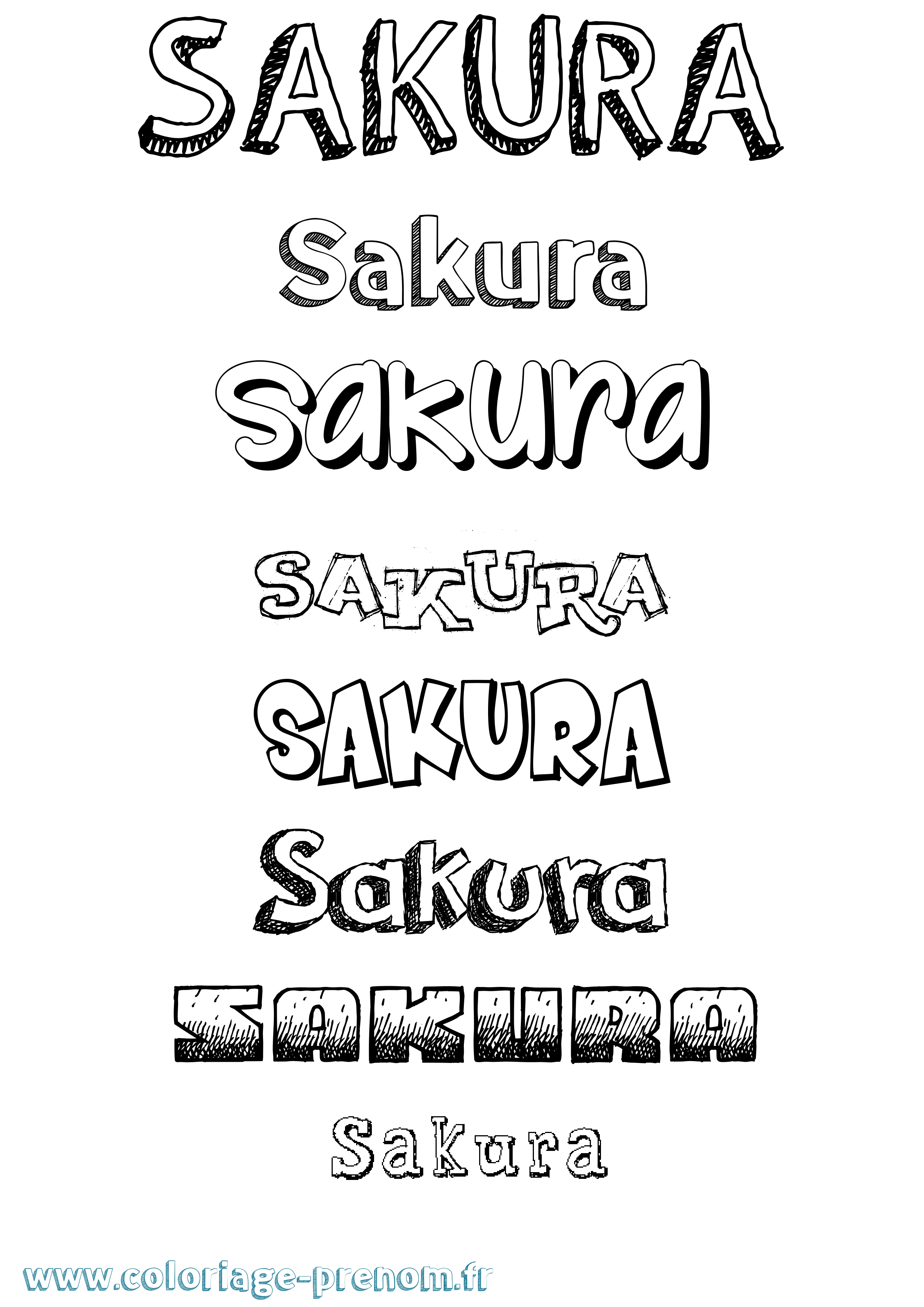Coloriage Sakura Dessiné Coloriage prénom Sakura Dessiné