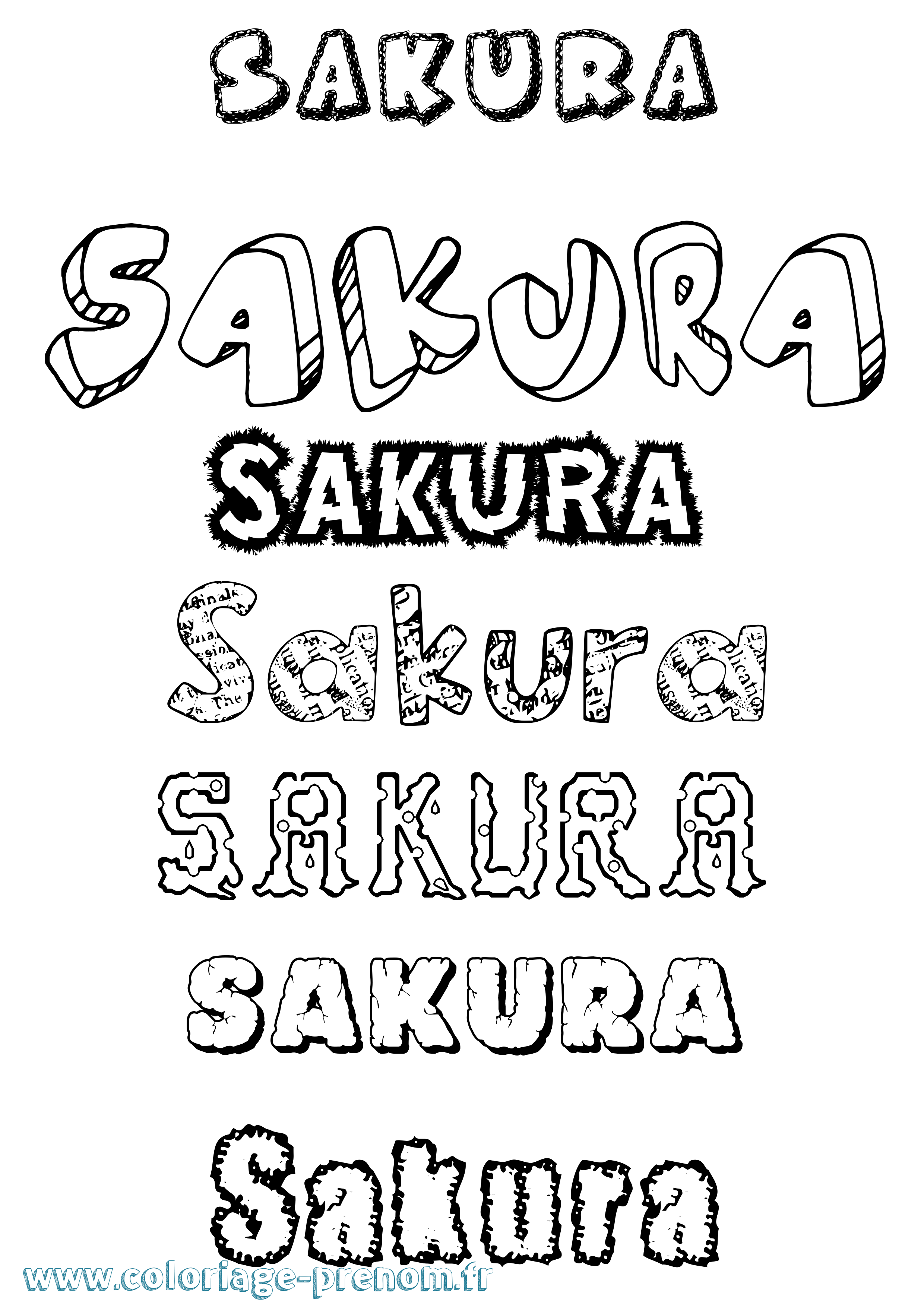 Coloriage Sakura Destructuré Coloriage prénom Sakura Destructuré