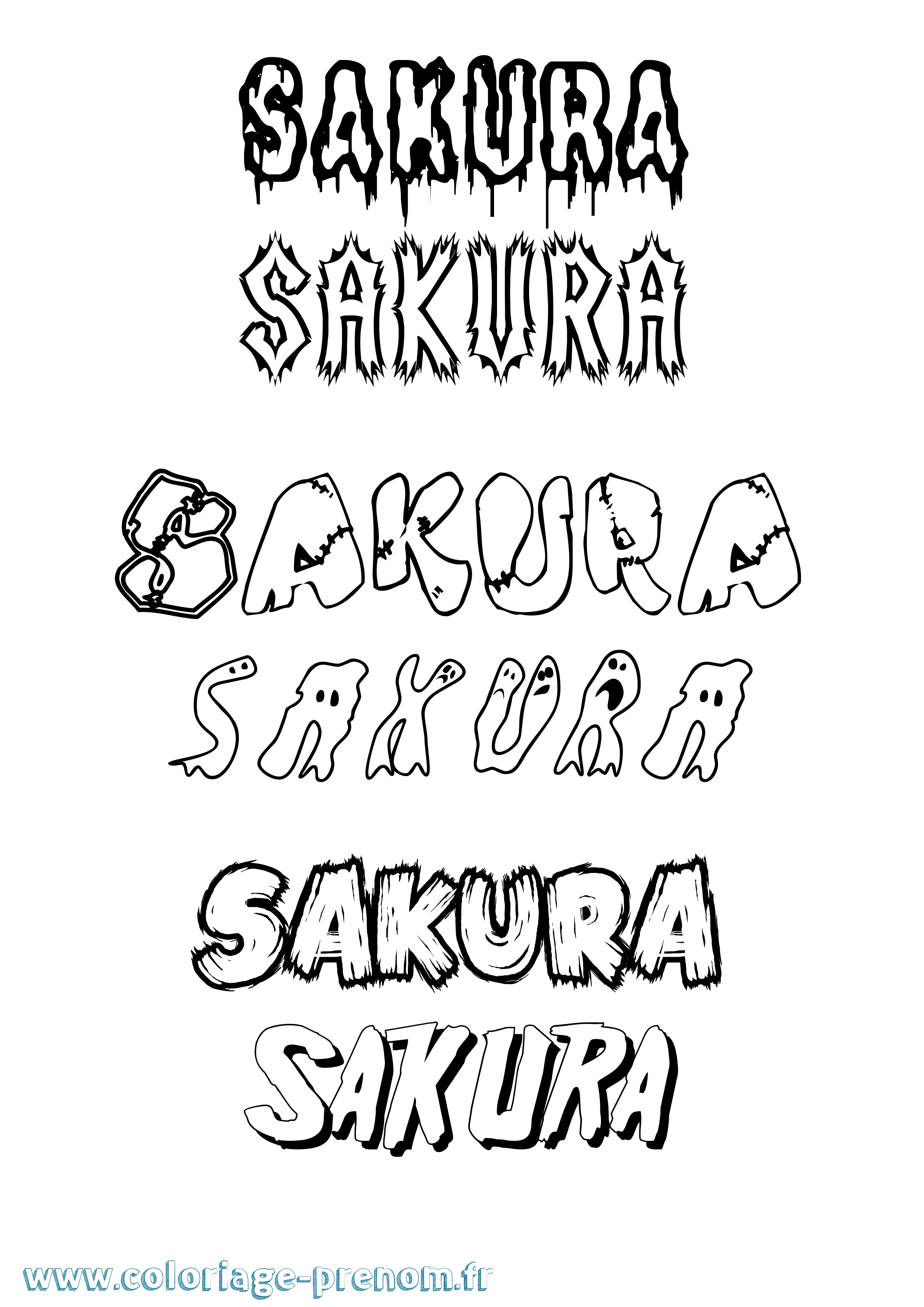 Coloriage Sakura Frisson Coloriage prénom Sakura Frisson