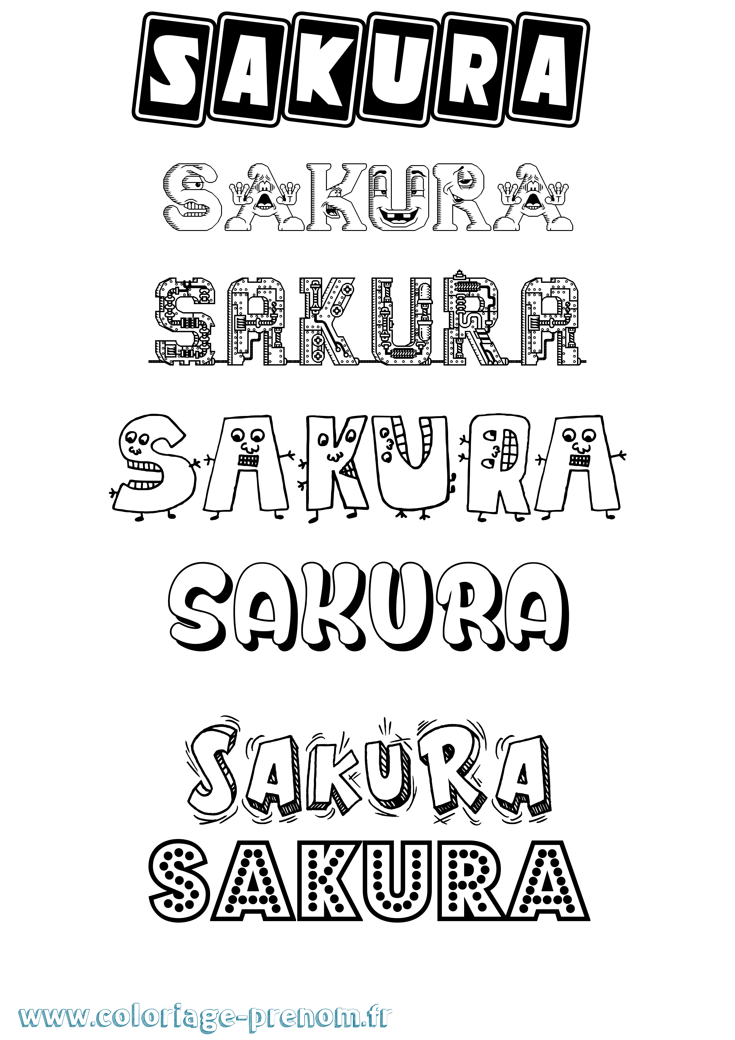Coloriage Sakura Fun Coloriage prénom Sakura Fun