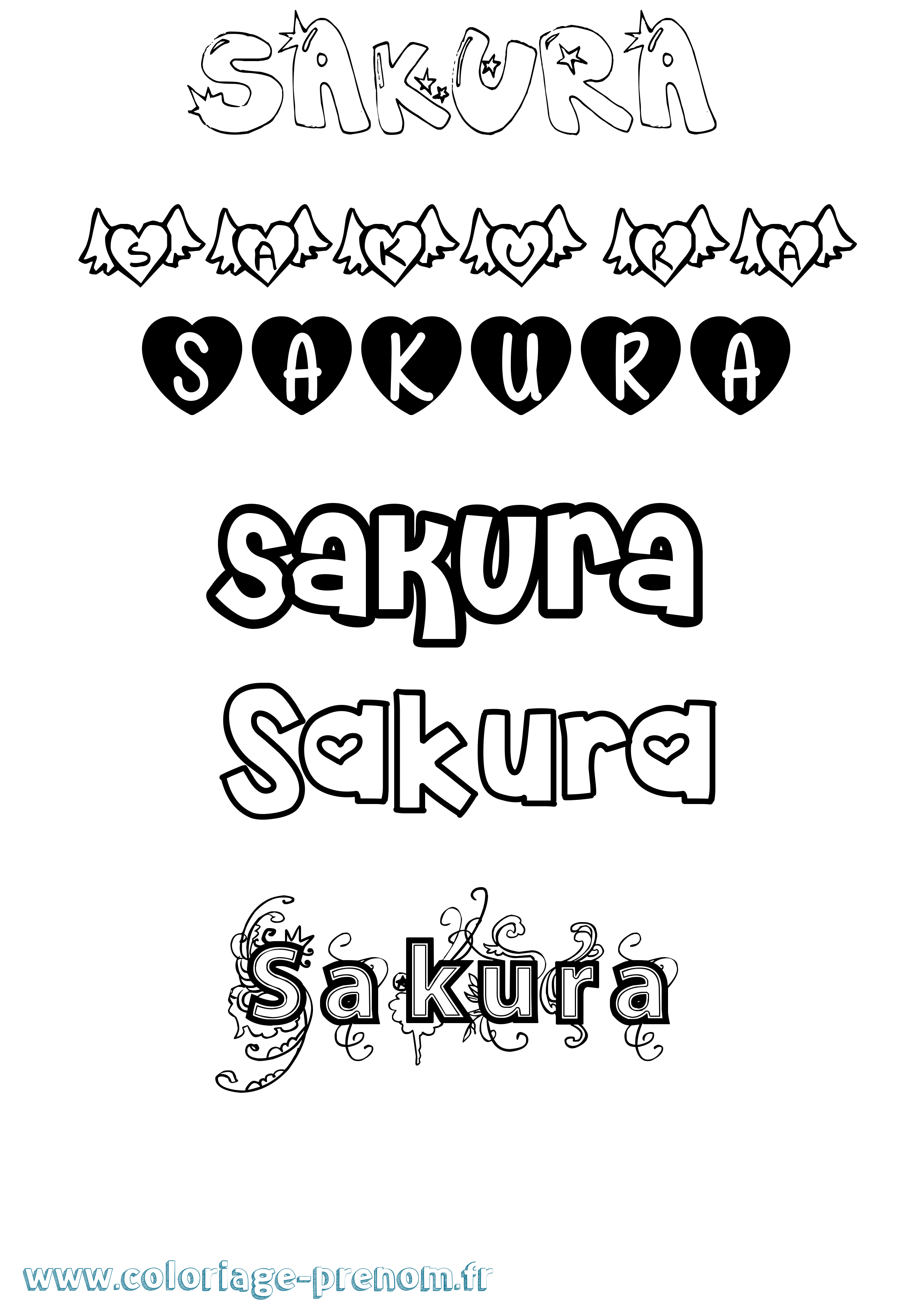 Coloriage Sakura Girly Coloriage prénom Sakura Girly