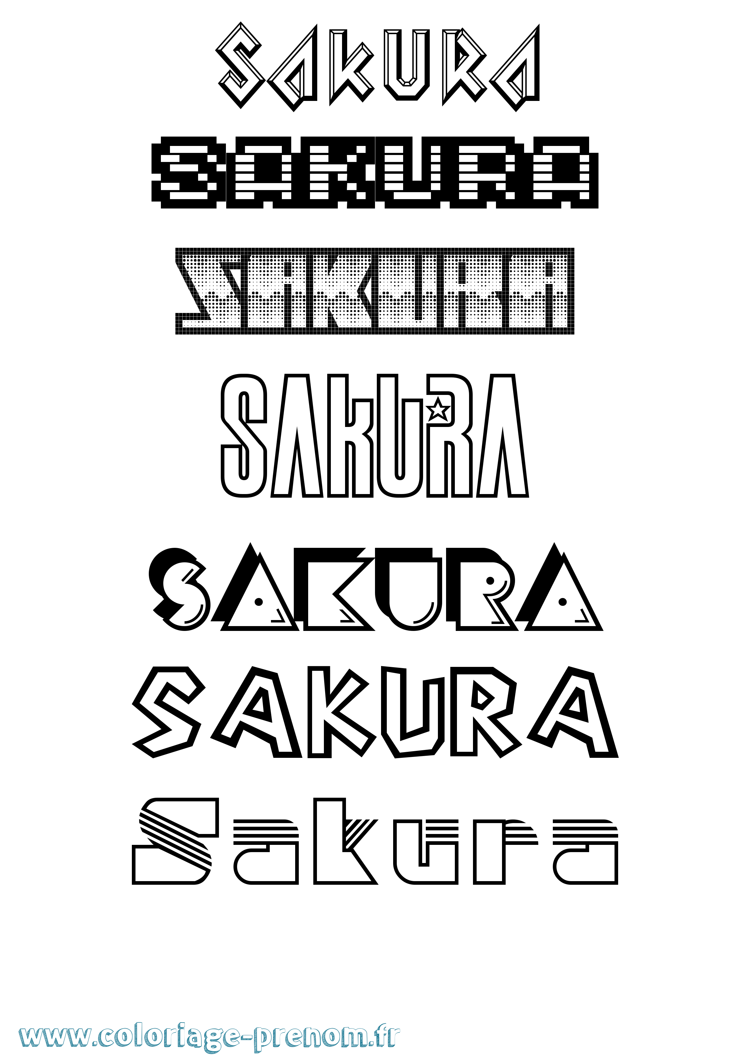 Coloriage Sakura Jeux Vidéos Coloriage prénom Sakura Jeux Vidéos