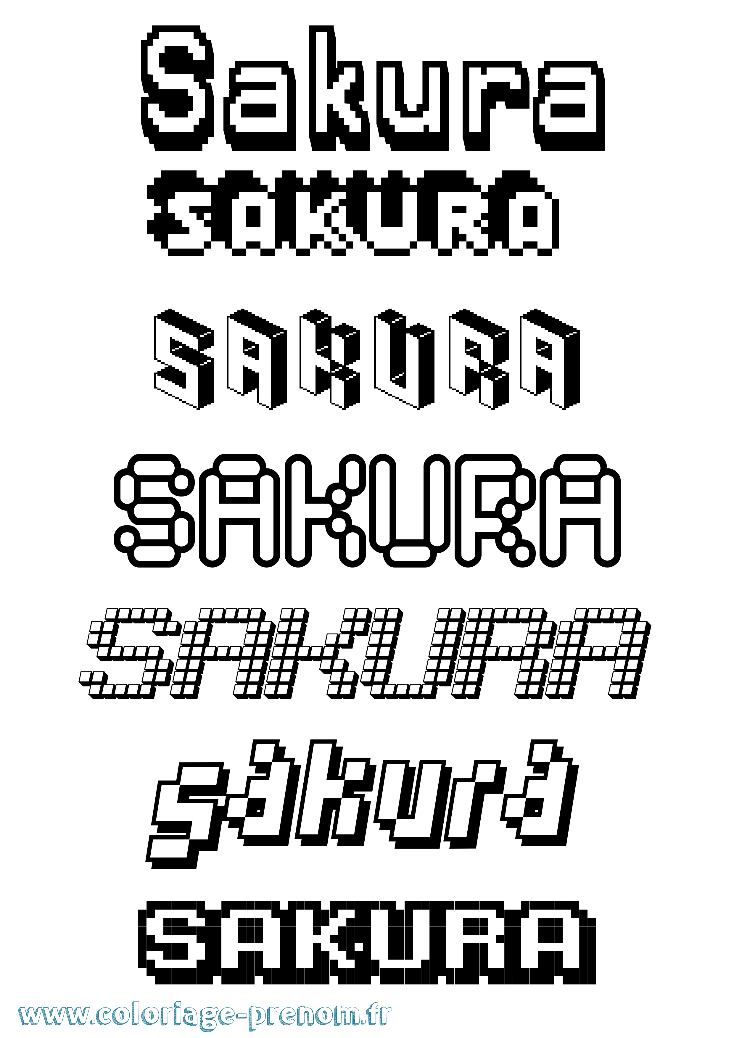 Coloriage Sakura Pixel Coloriage prénom Sakura Pixel