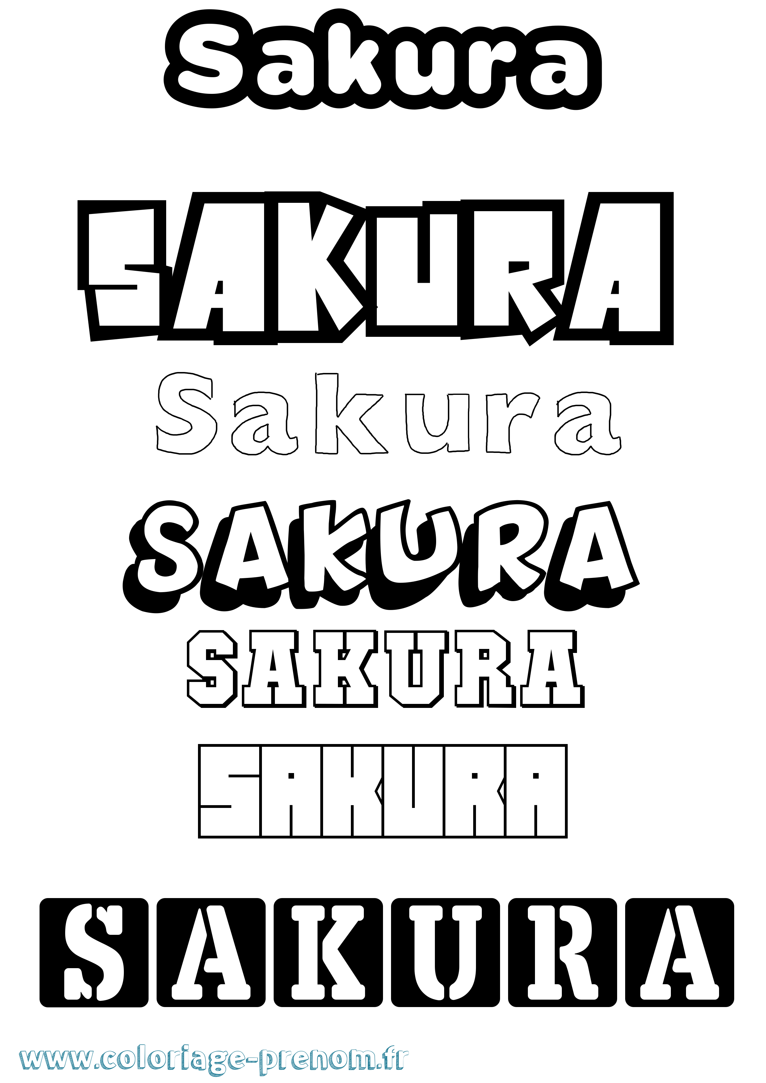 Coloriage Sakura Simple Coloriage prénom Sakura Simple
