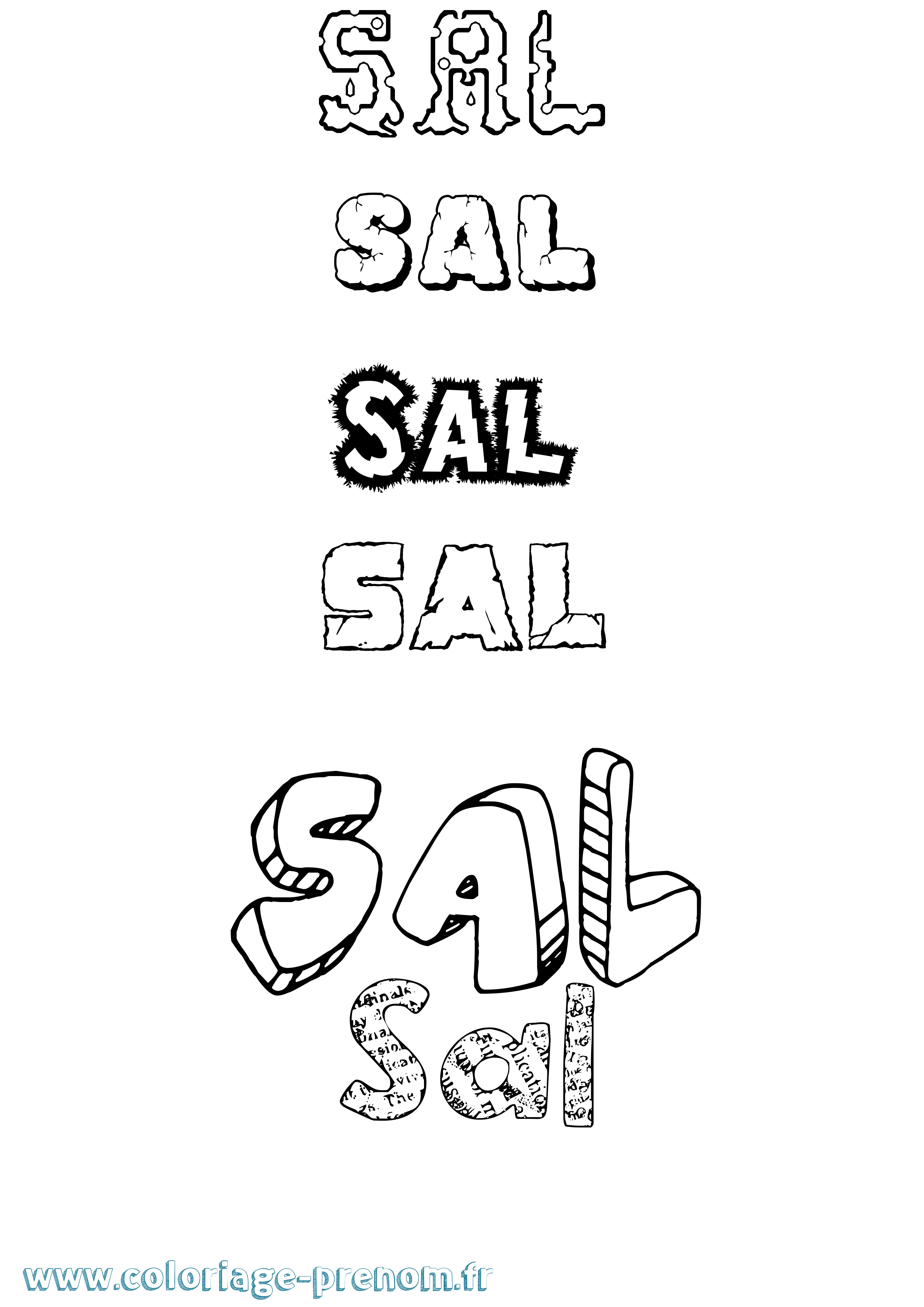 Coloriage prénom Sal Destructuré