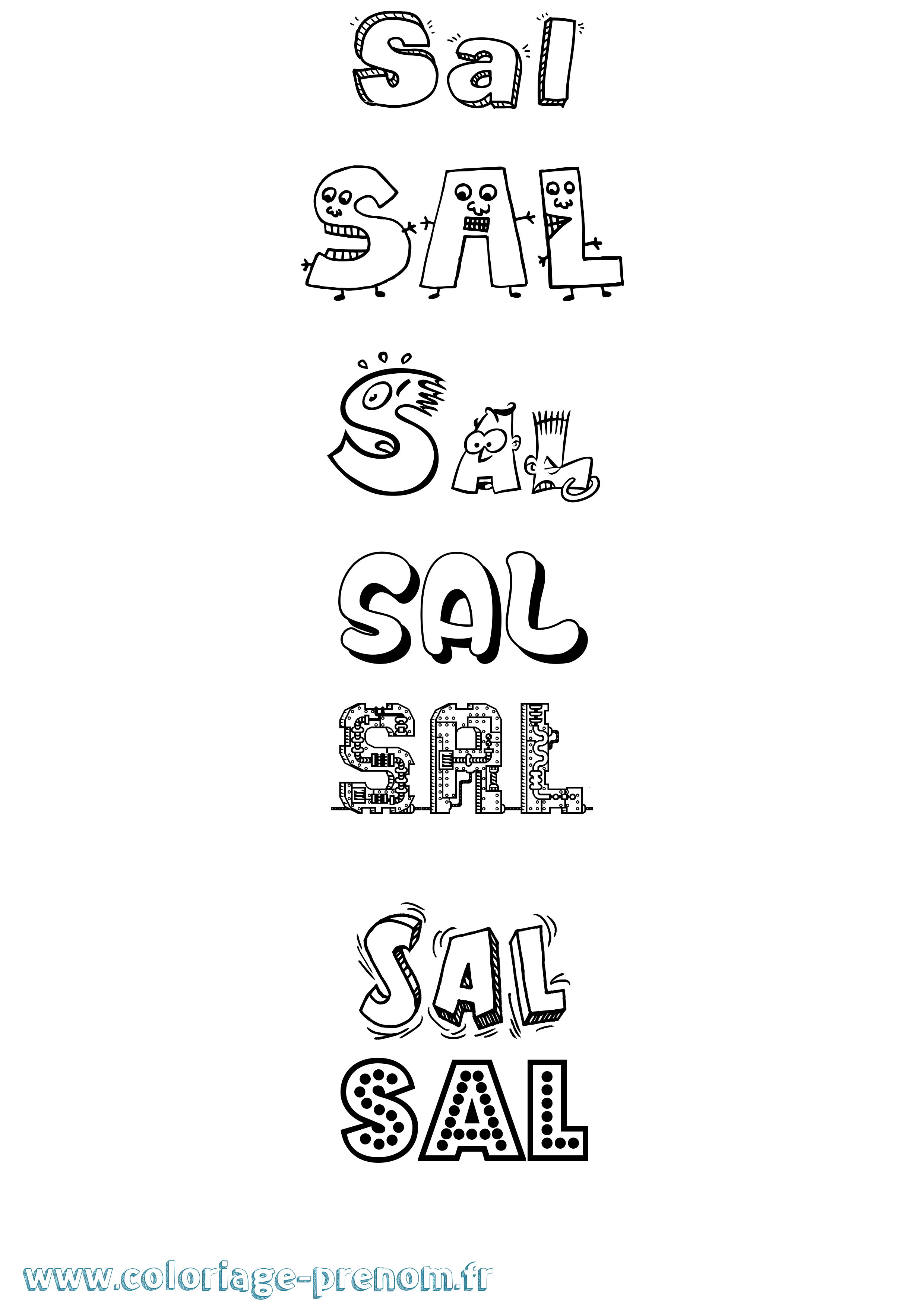 Coloriage prénom Sal Fun