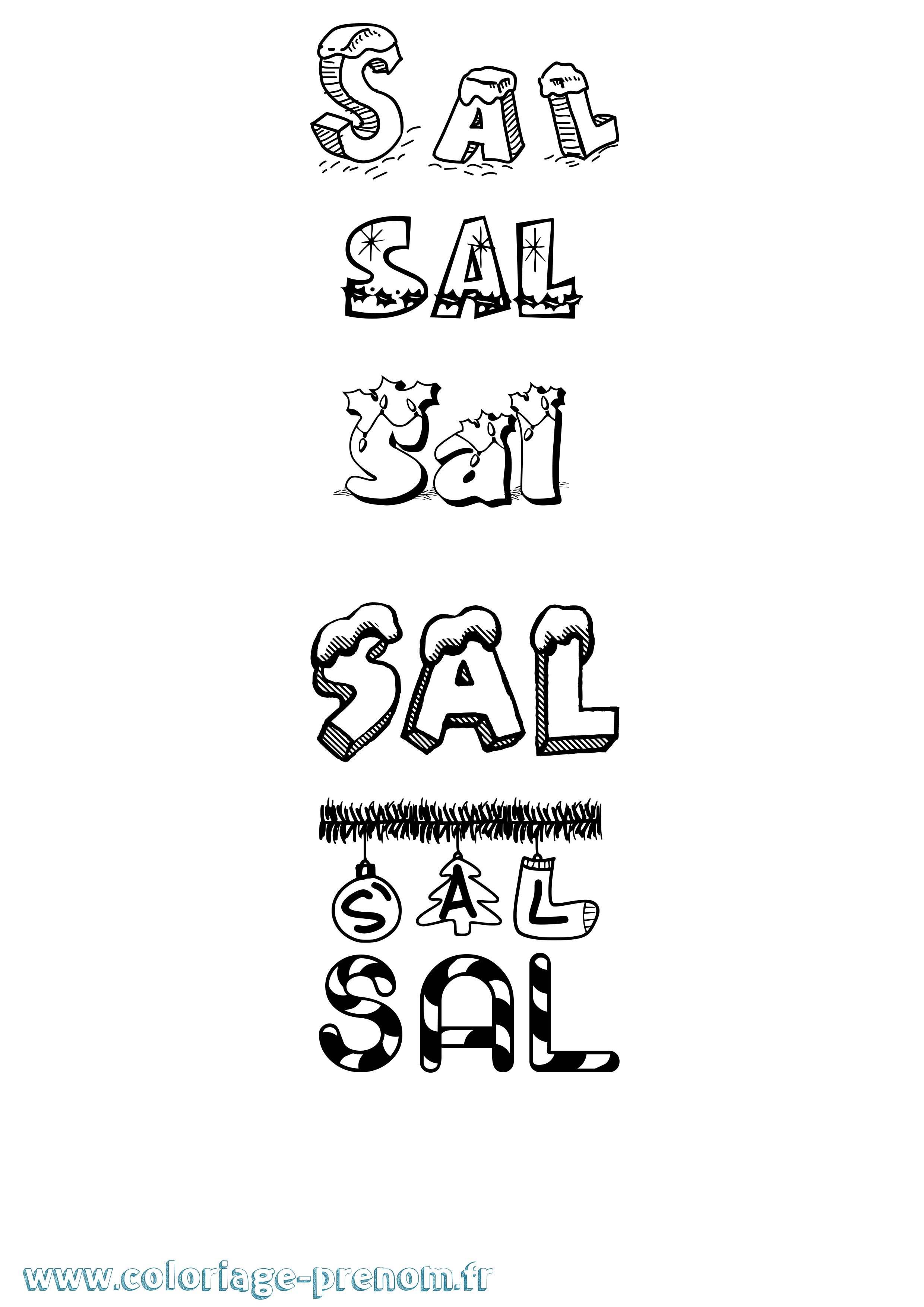 Coloriage prénom Sal Noël