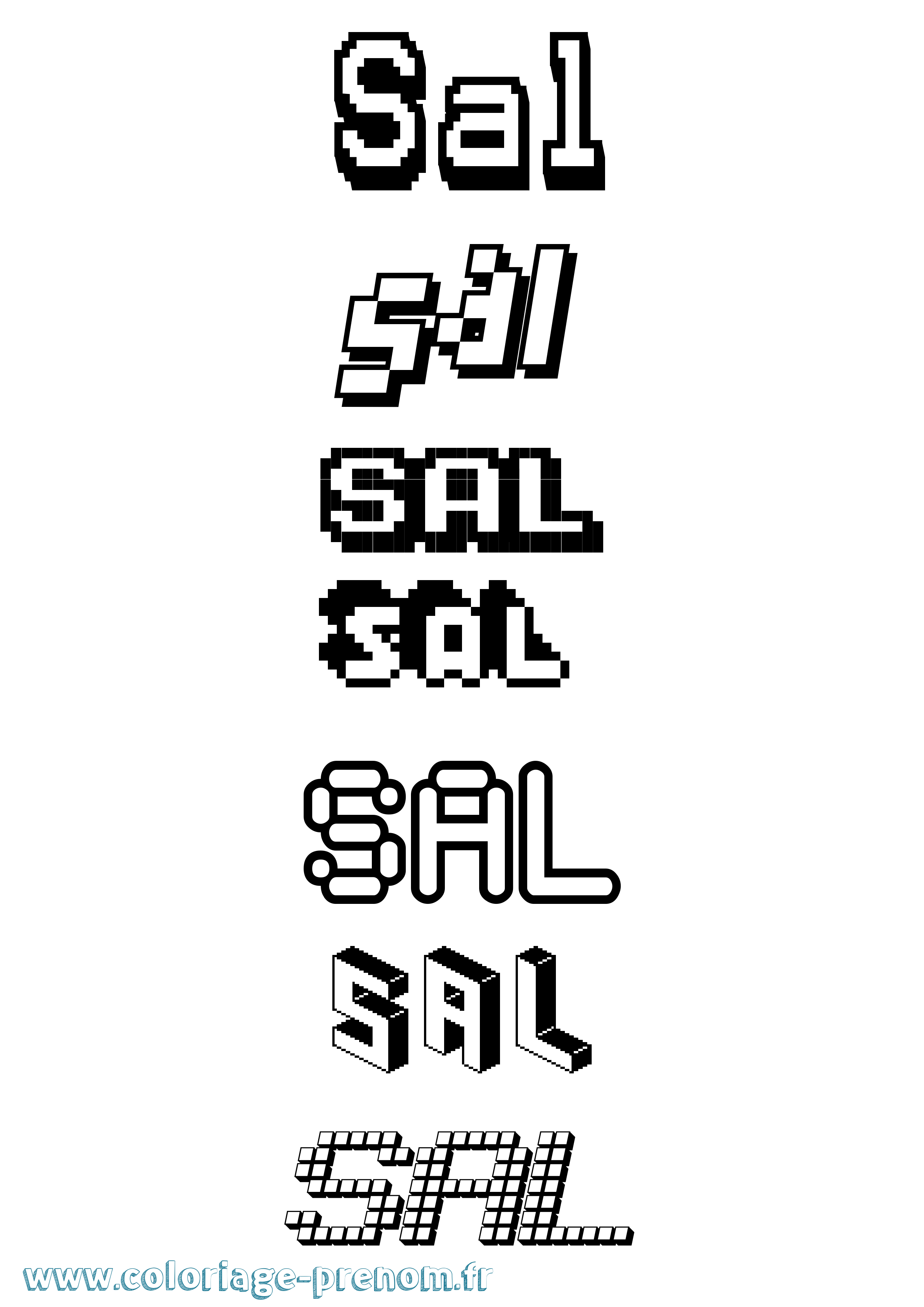 Coloriage prénom Sal Pixel
