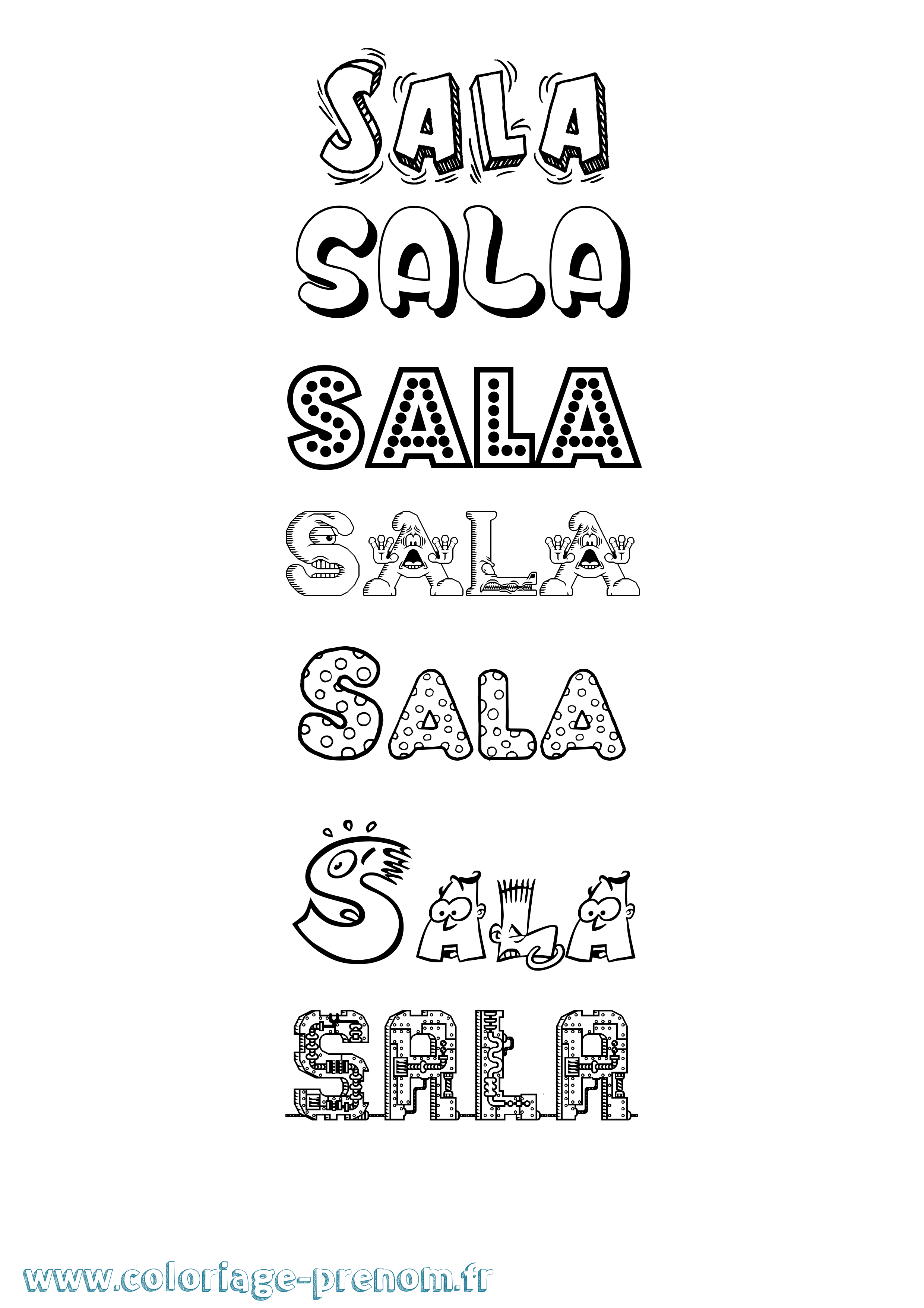 Coloriage prénom Sala Fun