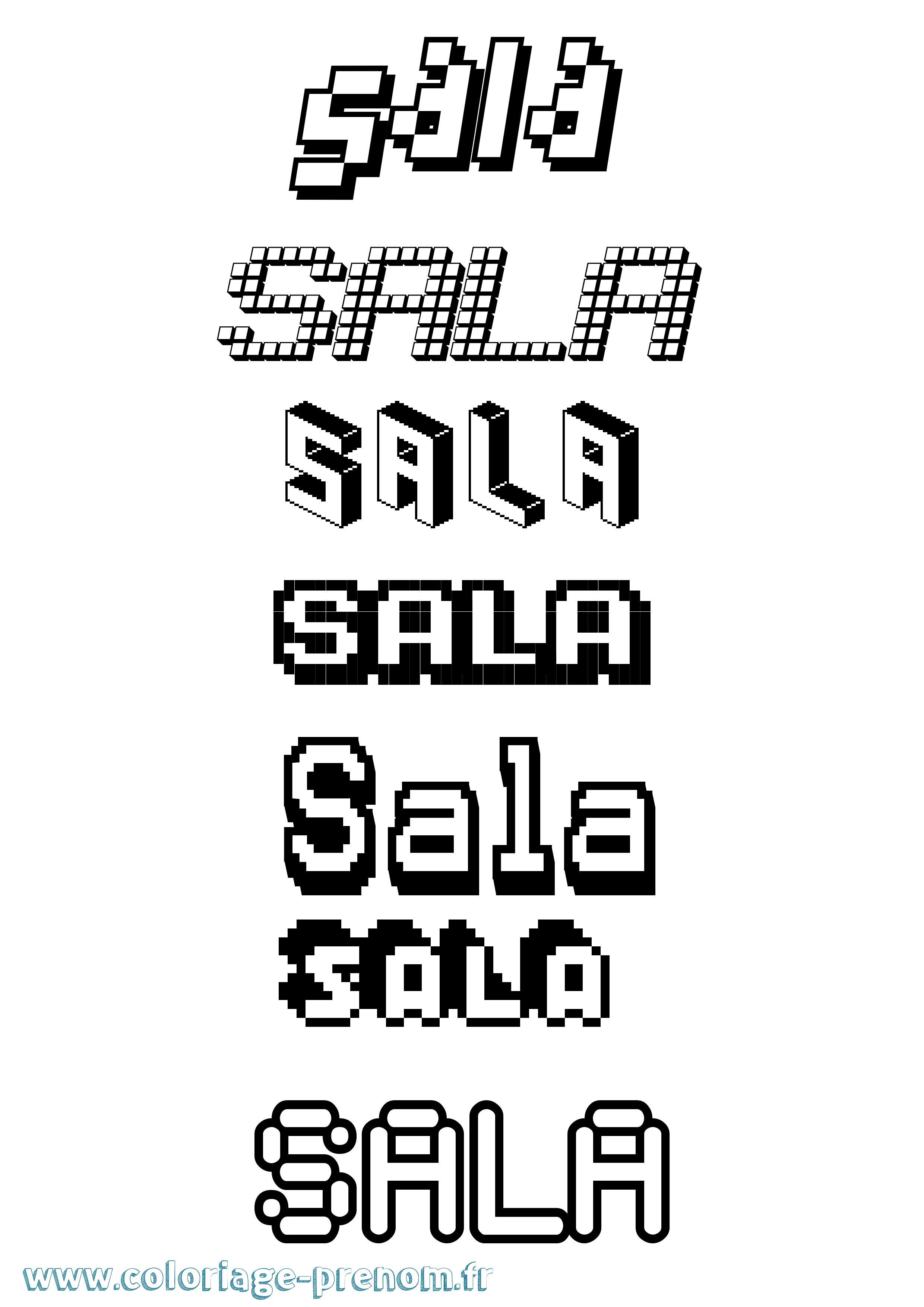 Coloriage prénom Sala Pixel