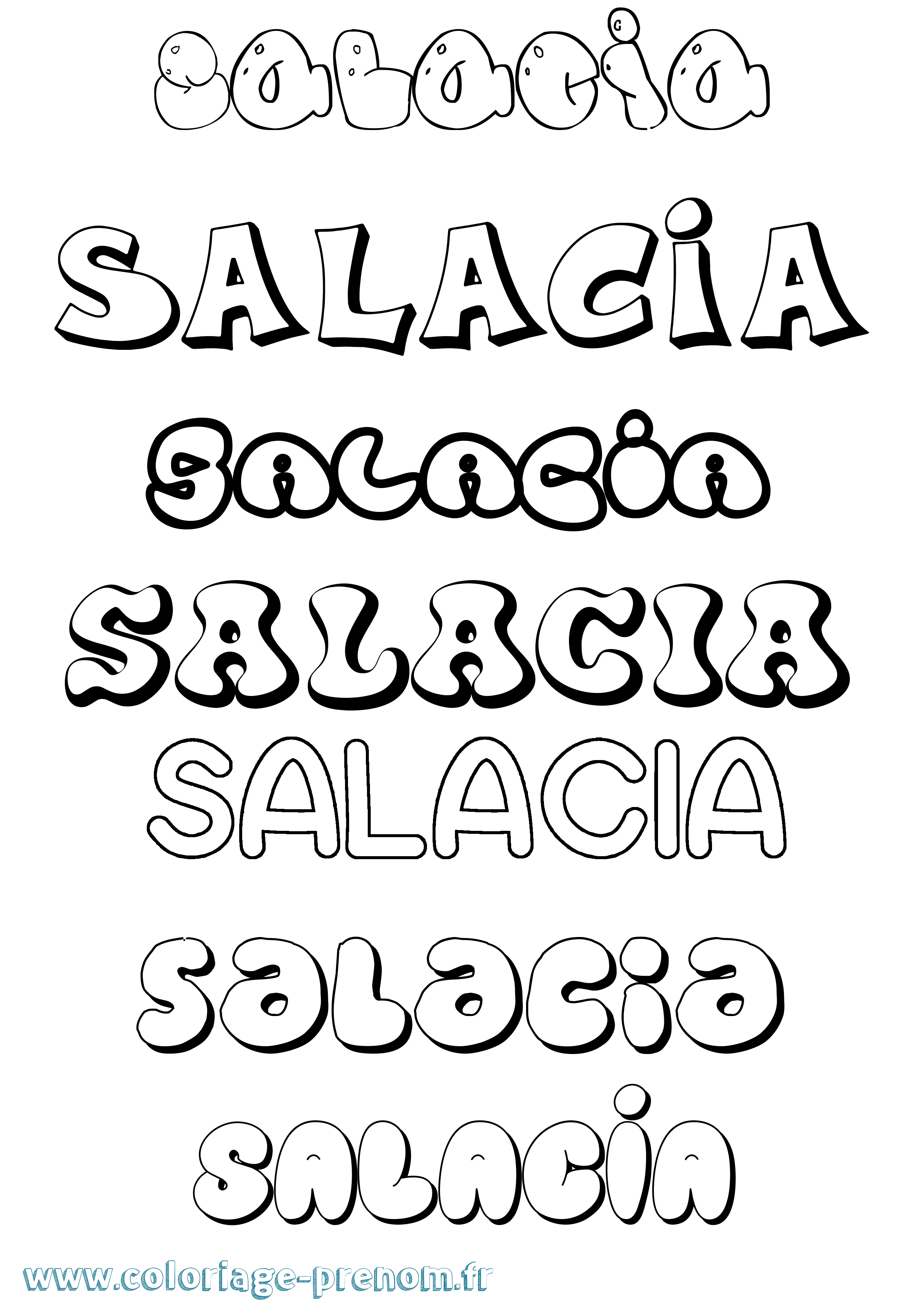 Coloriage Salacia Bubble Coloriage prénom Salacia Bubble