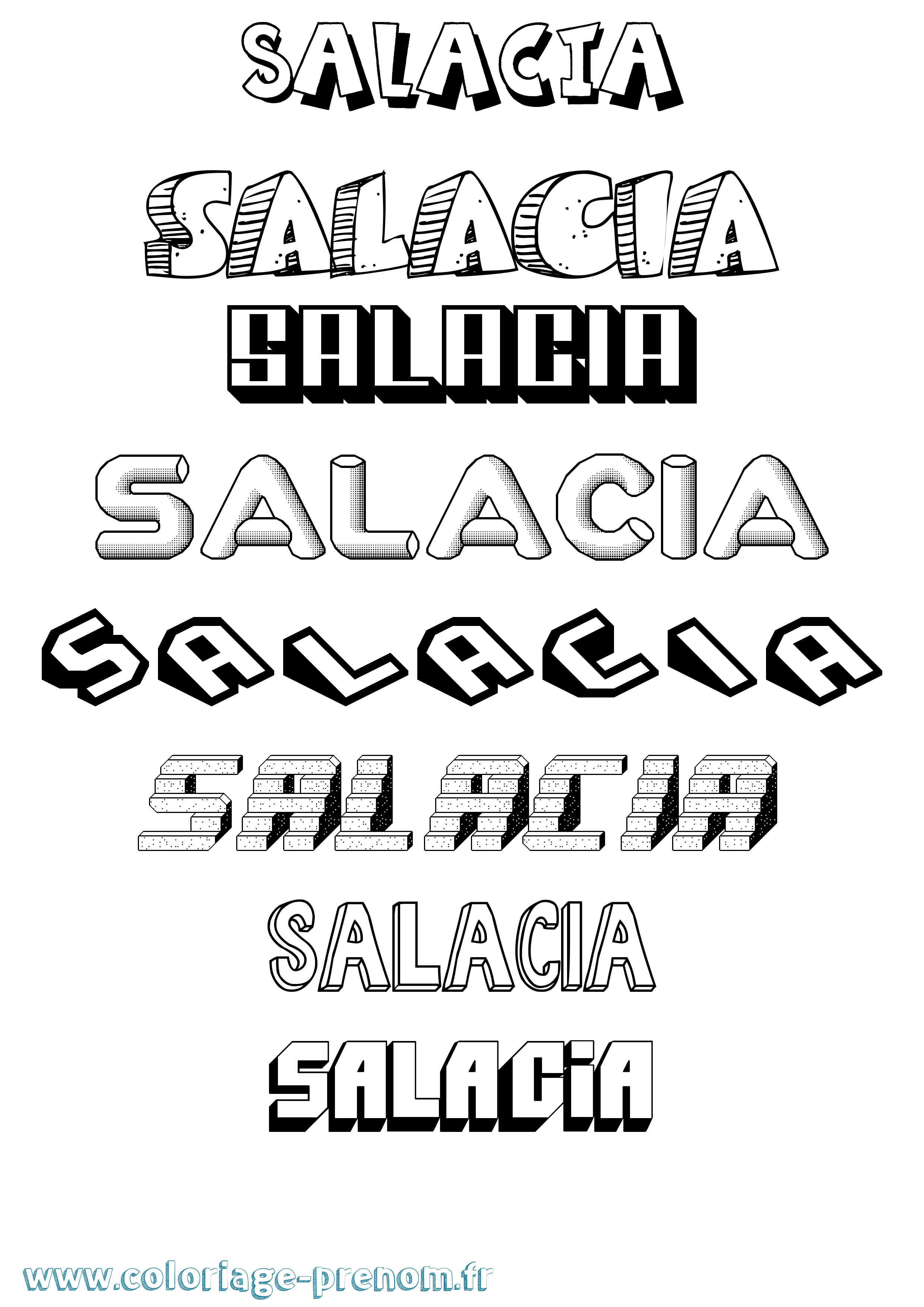 Coloriage Salacia Effet 3D Coloriage prénom Salacia Effet 3D