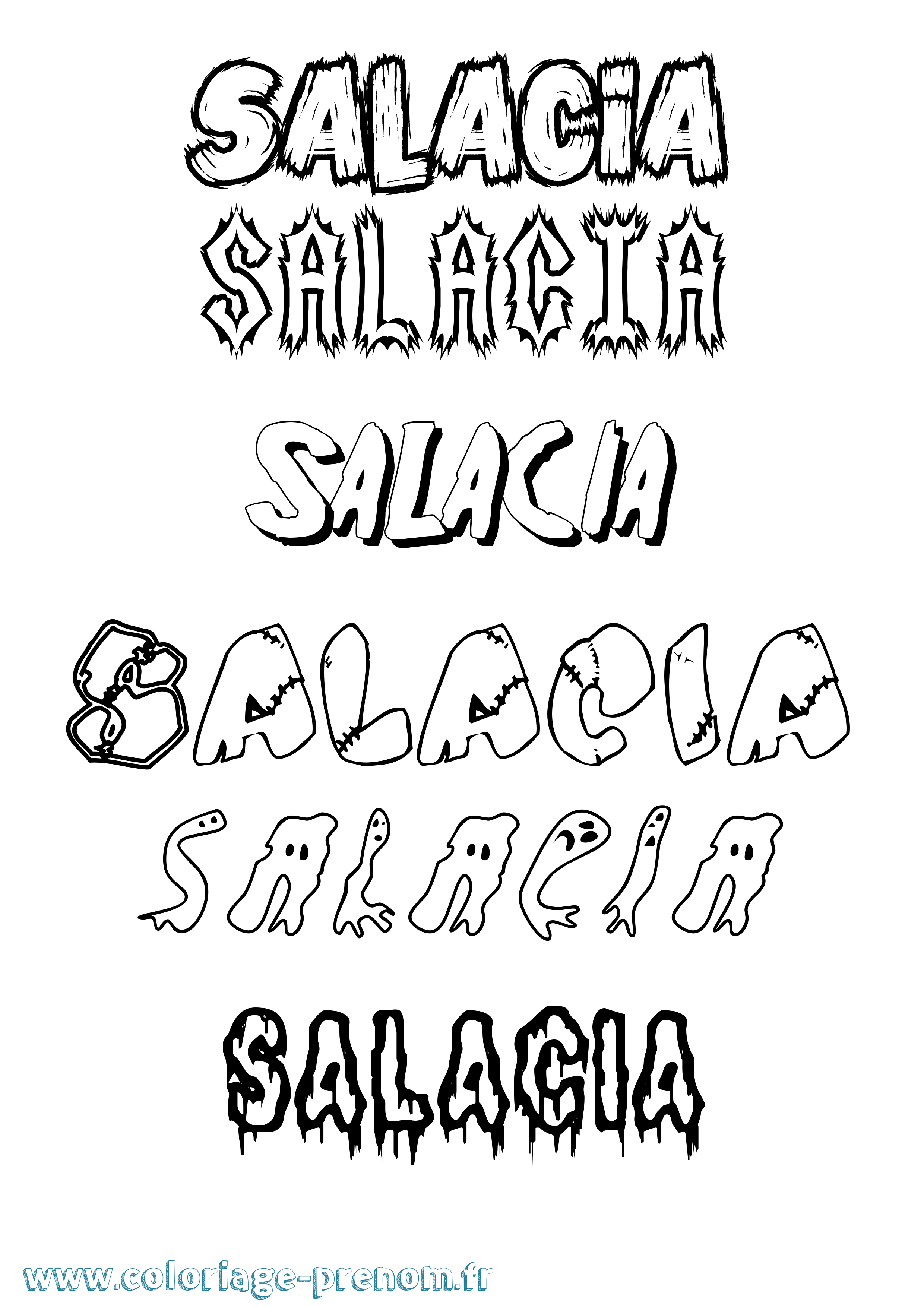 Coloriage Salacia Frisson Coloriage prénom Salacia Frisson