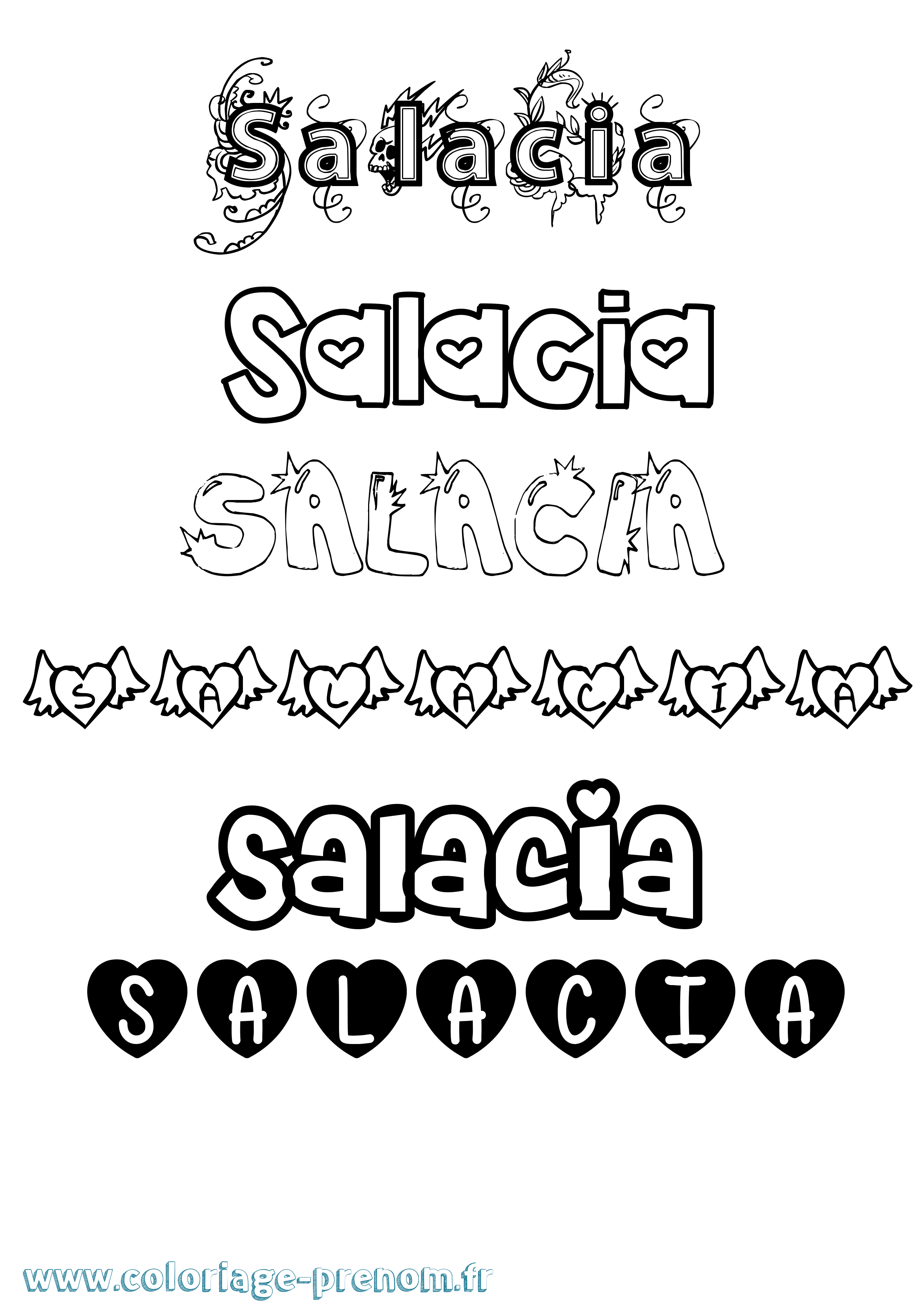 Coloriage Salacia Girly Coloriage prénom Salacia Girly