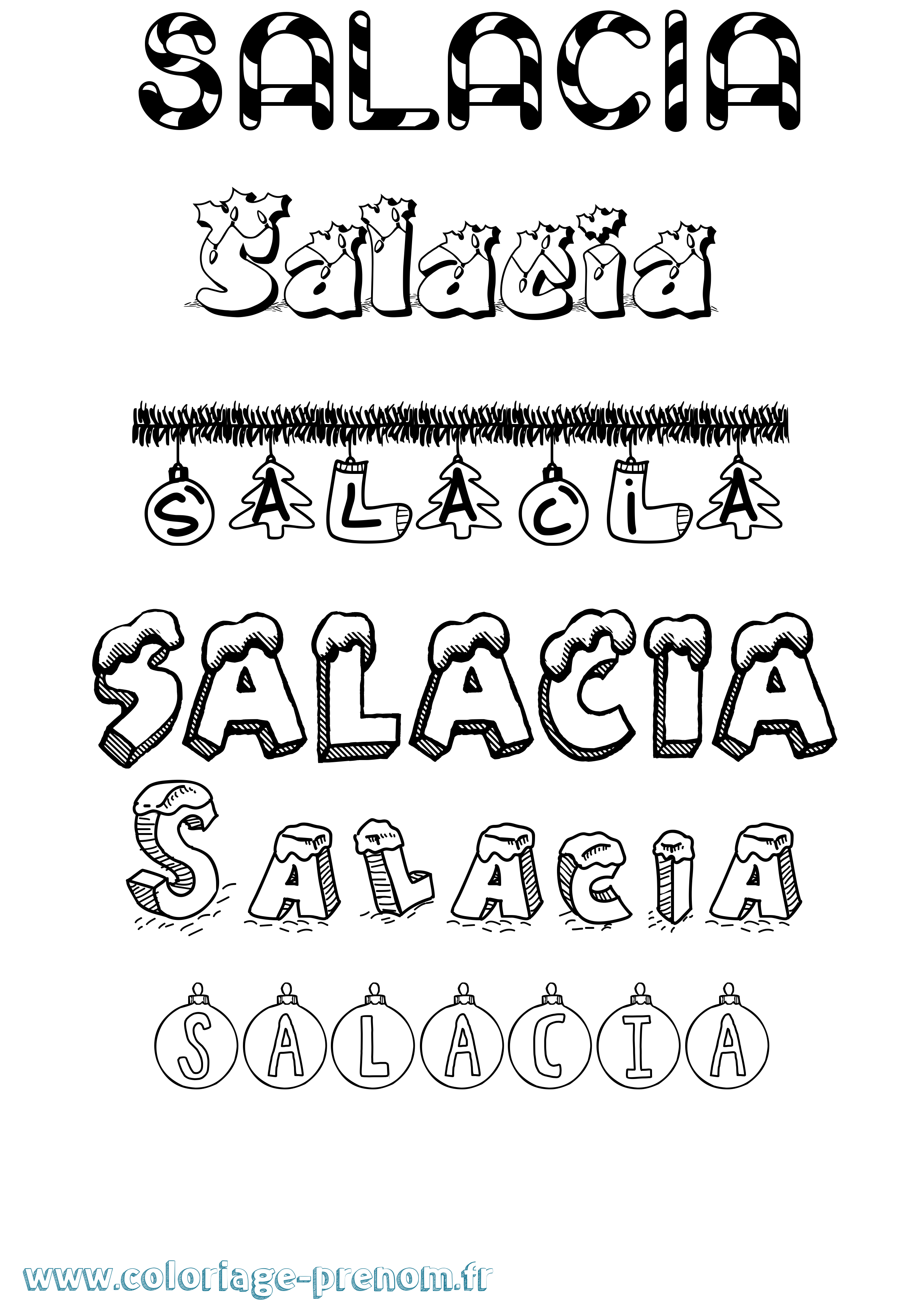 Coloriage prénom Salacia Noël