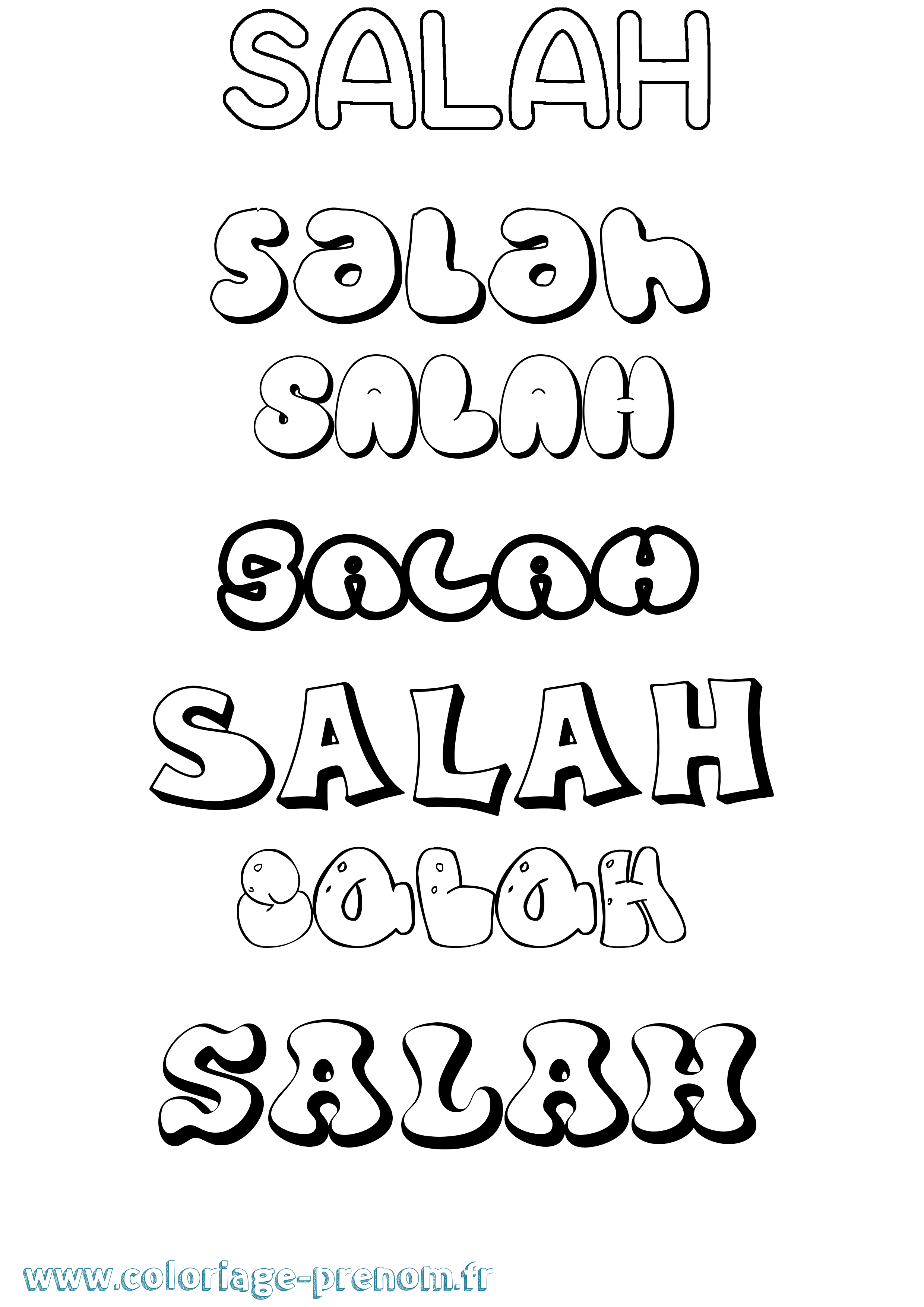 Coloriage prénom Salah Bubble