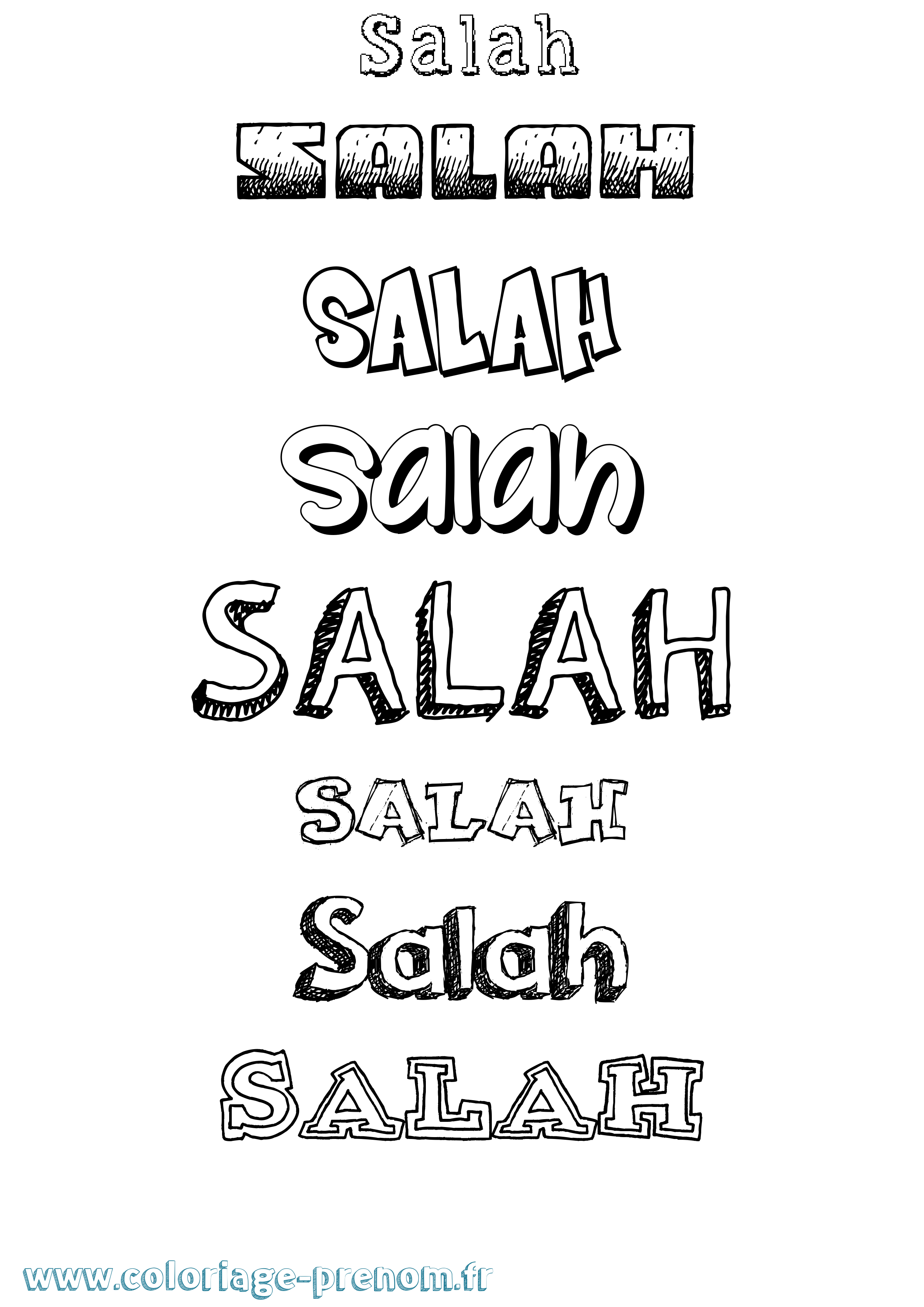Coloriage prénom Salah Dessiné