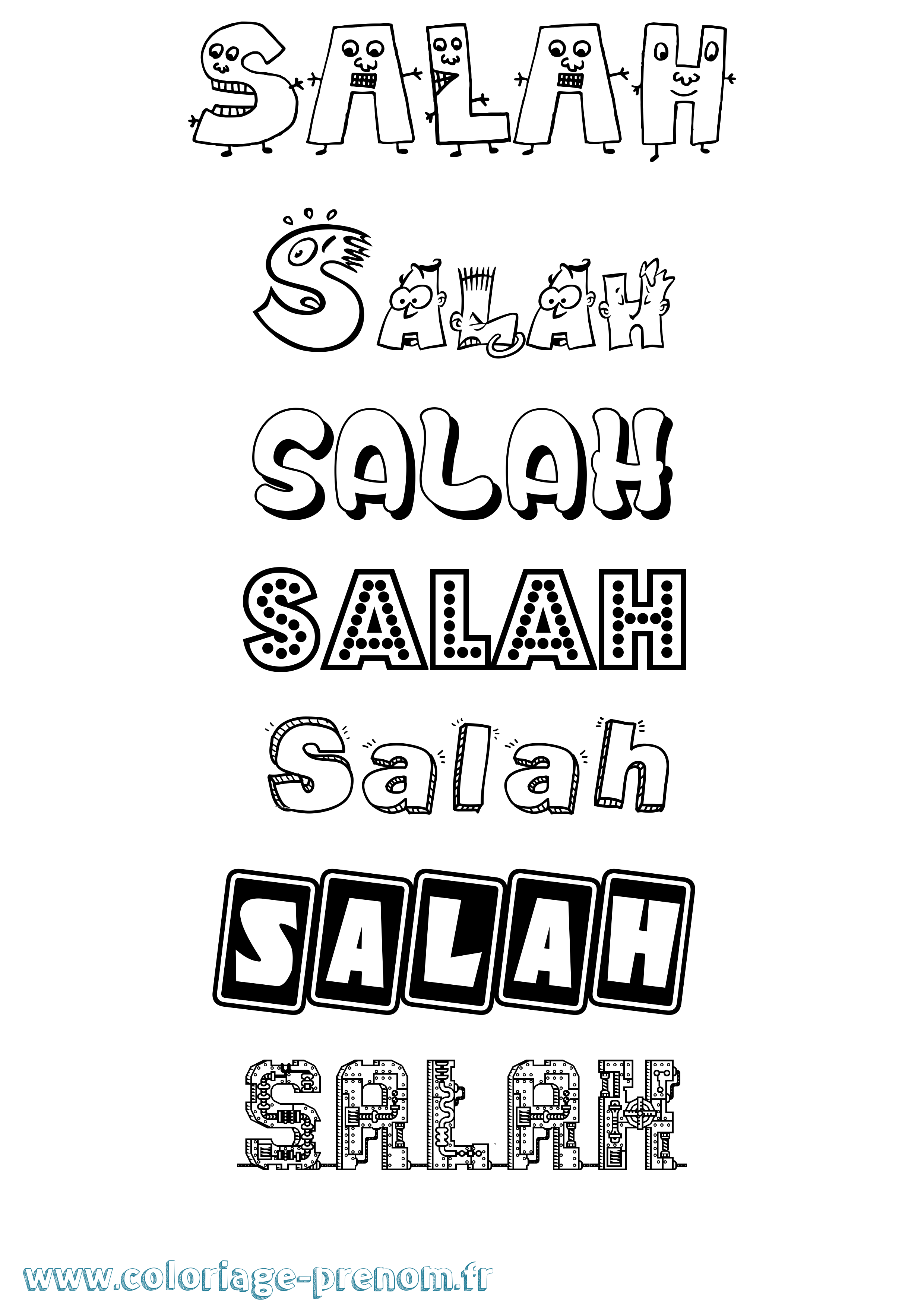 Coloriage prénom Salah Fun