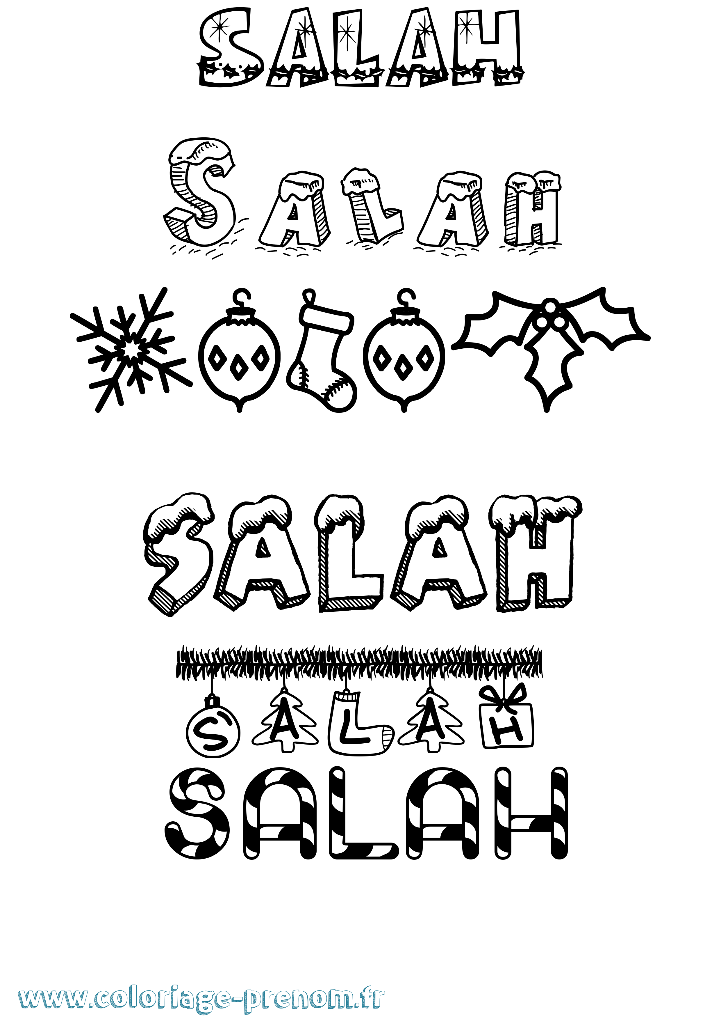 Coloriage prénom Salah Noël