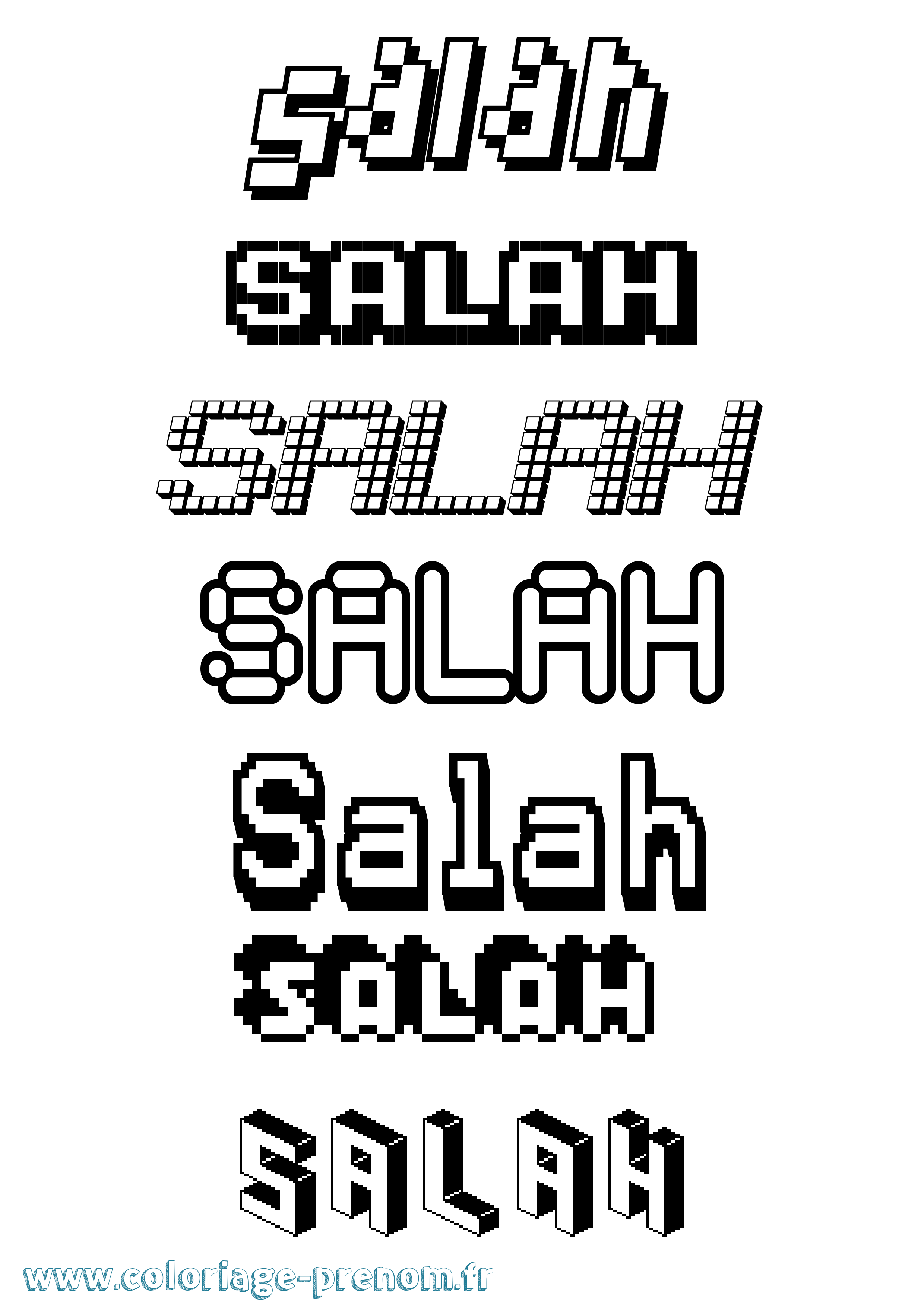Coloriage prénom Salah Pixel