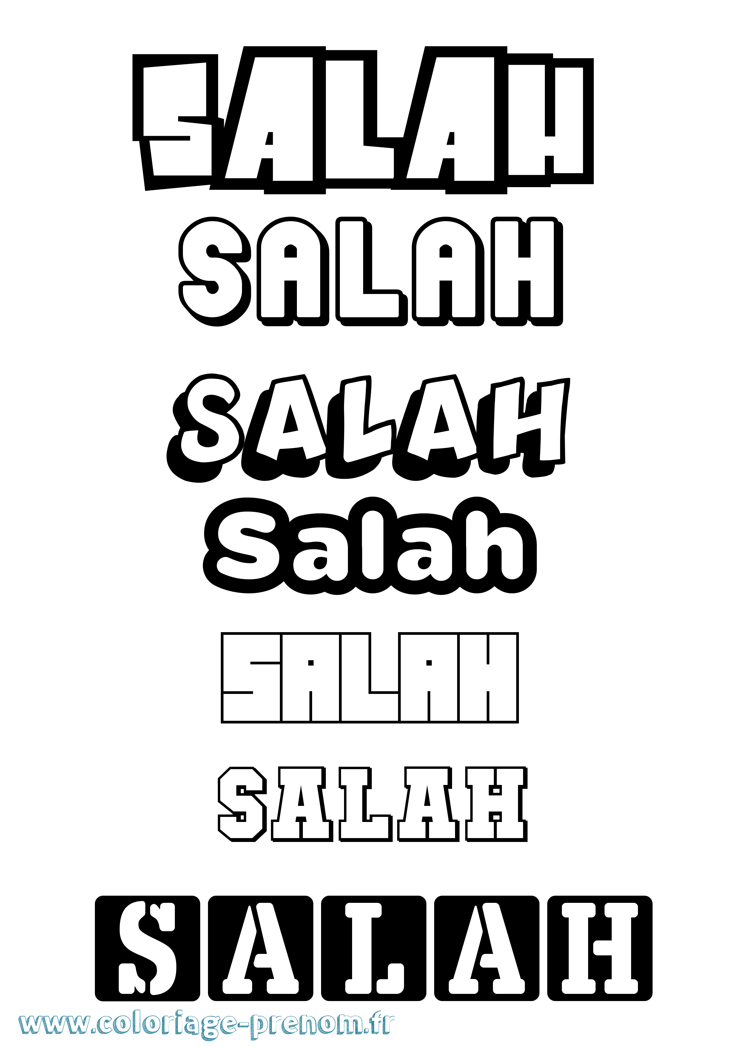 Coloriage prénom Salah Simple