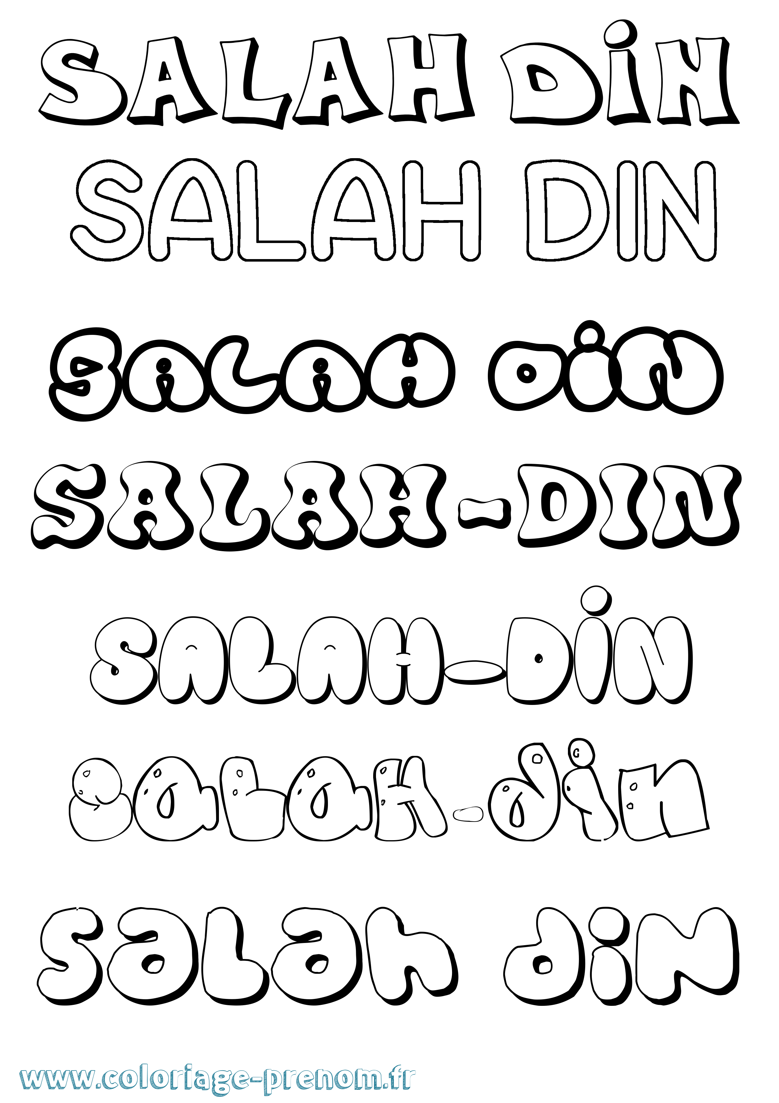 Coloriage prénom Salah-Din Bubble