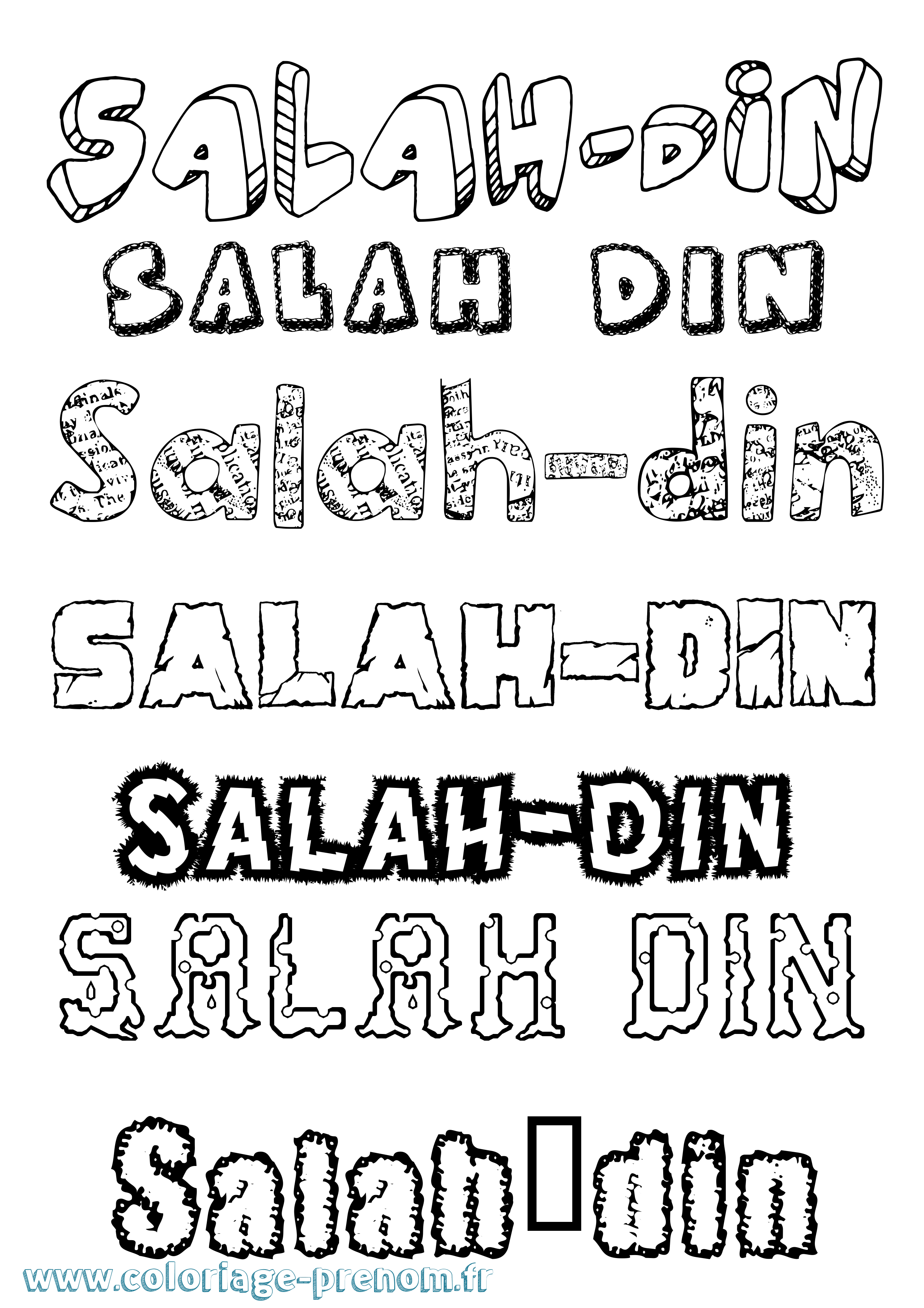 Coloriage prénom Salah-Din Destructuré