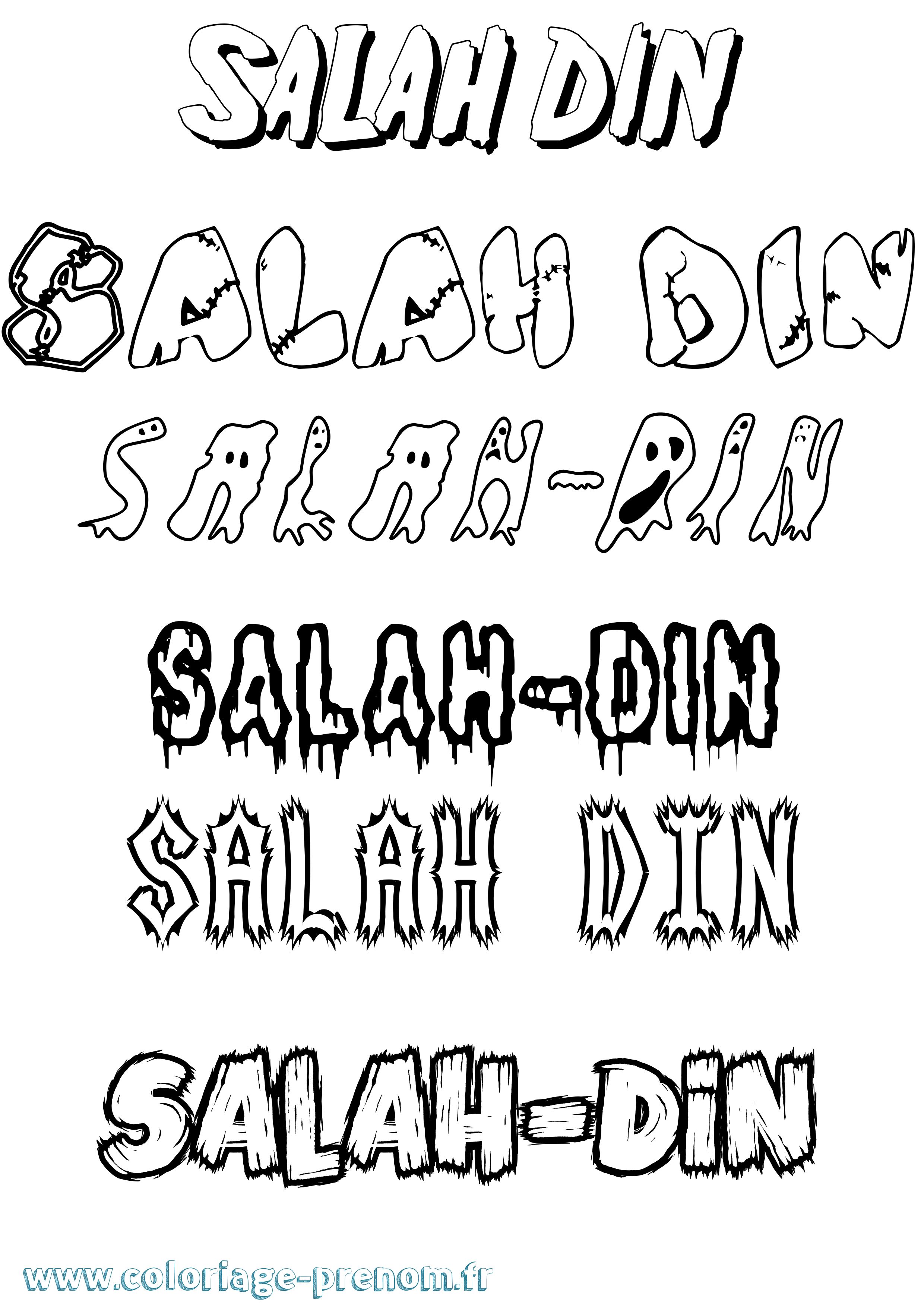 Coloriage prénom Salah-Din Frisson