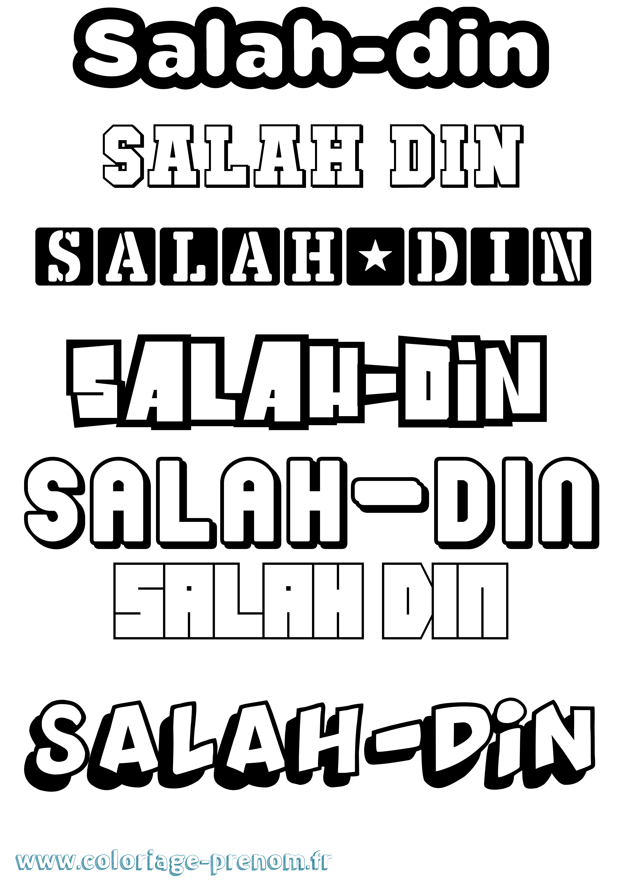 Coloriage prénom Salah-Din Simple
