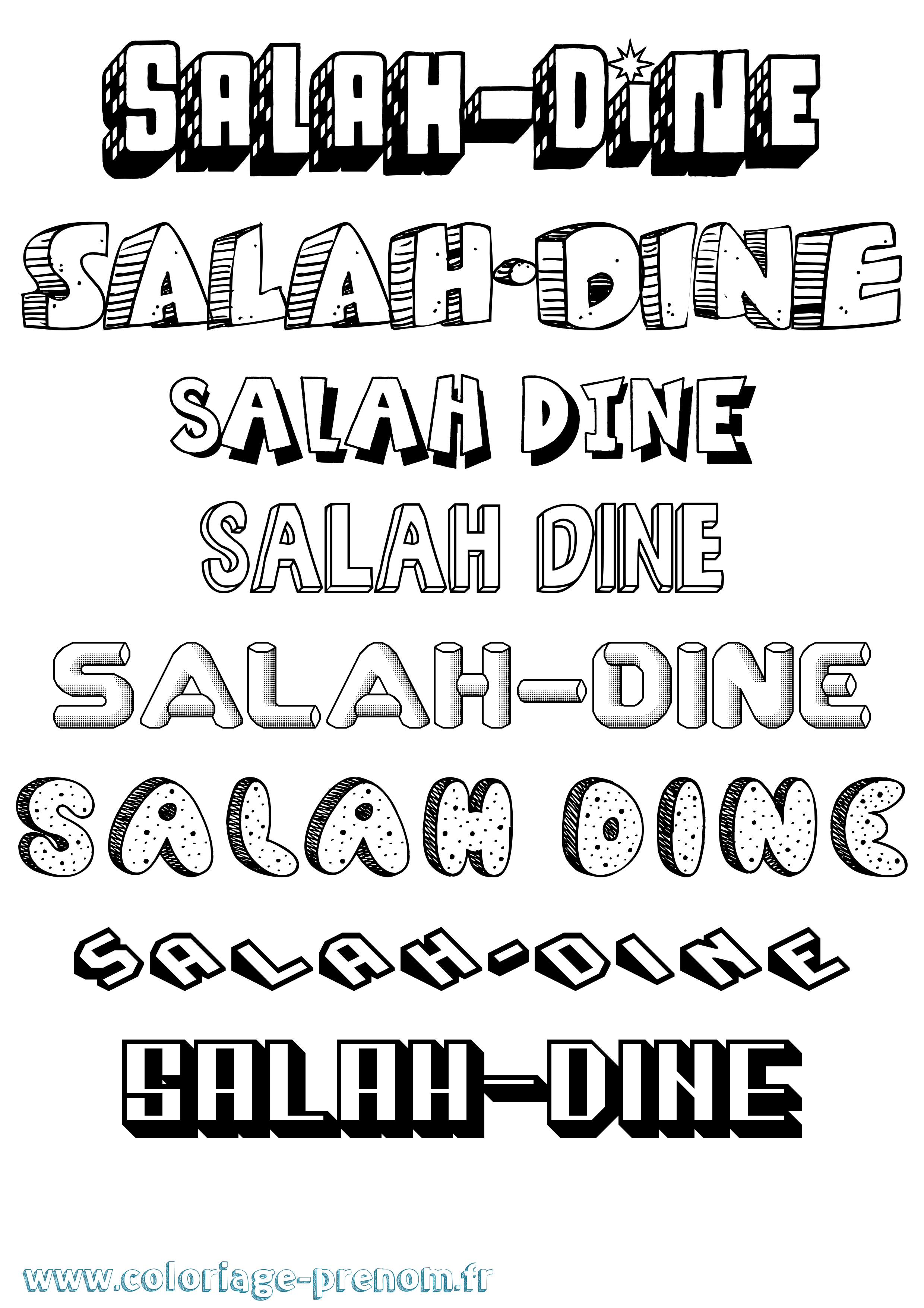 Coloriage prénom Salah-Dine Effet 3D