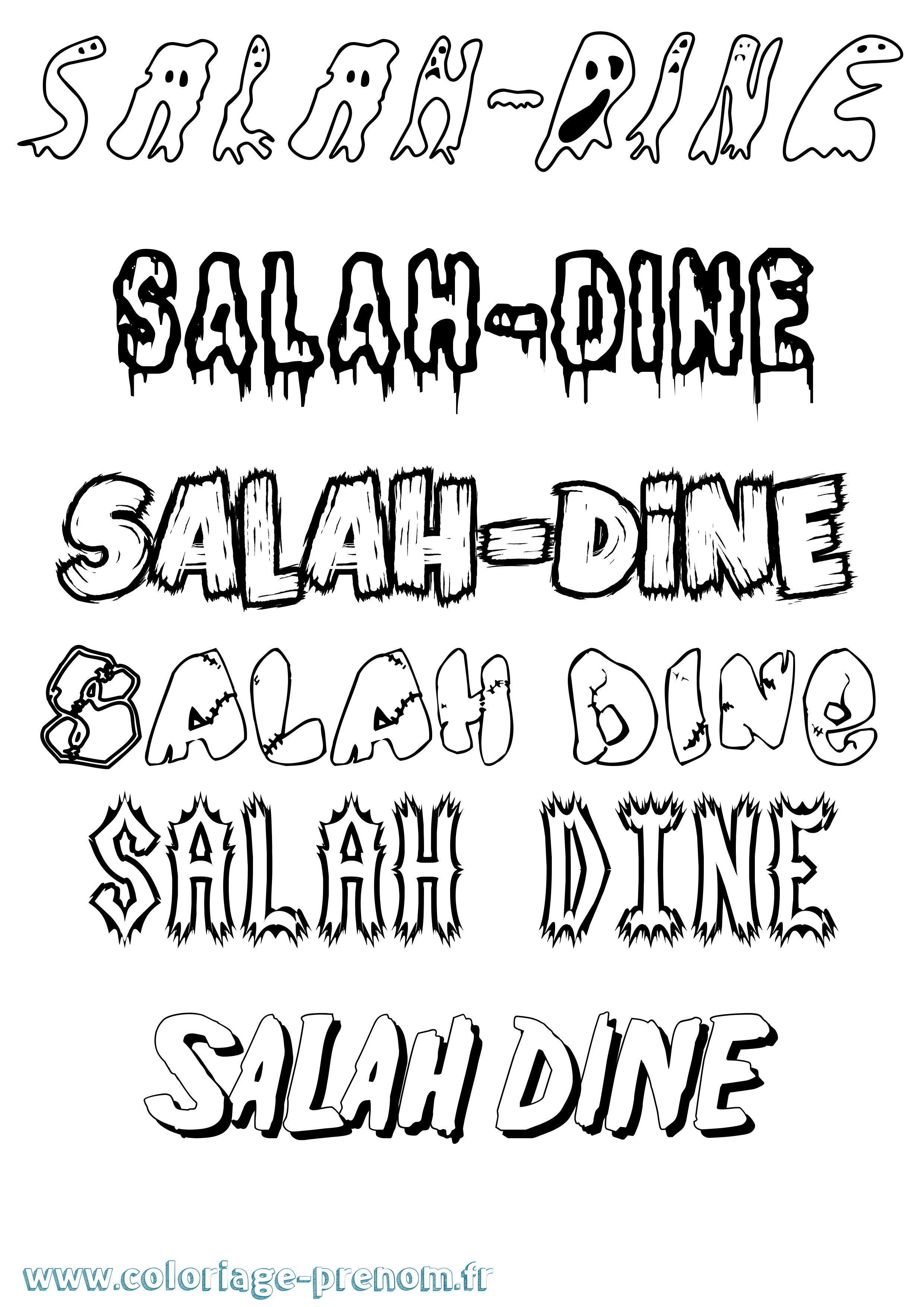 Coloriage prénom Salah-Dine Frisson