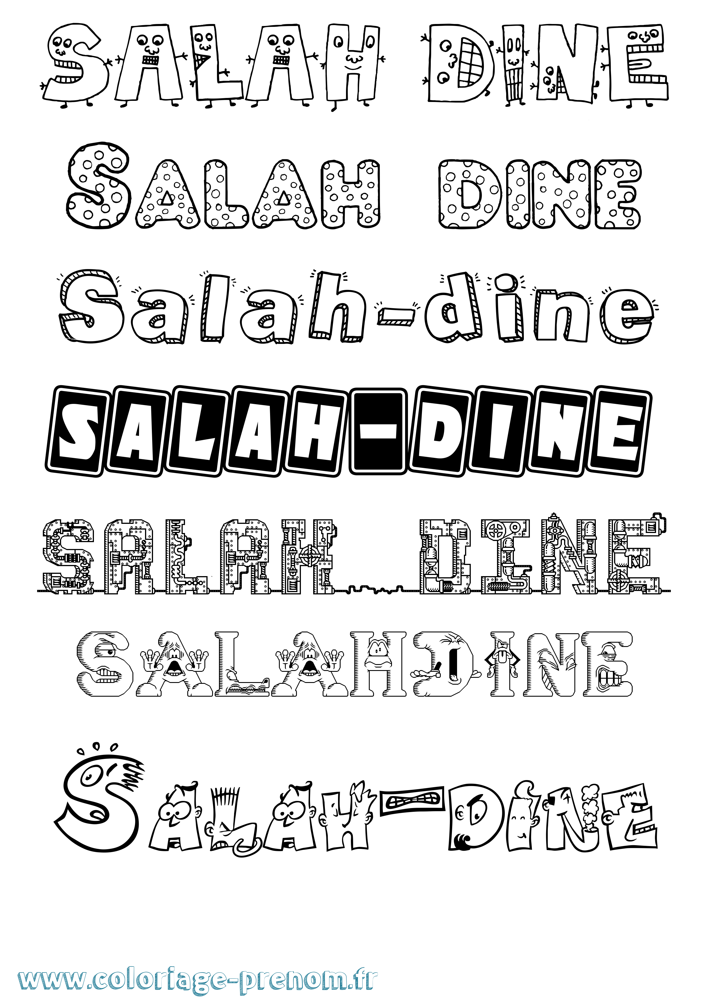 Coloriage prénom Salah-Dine Fun