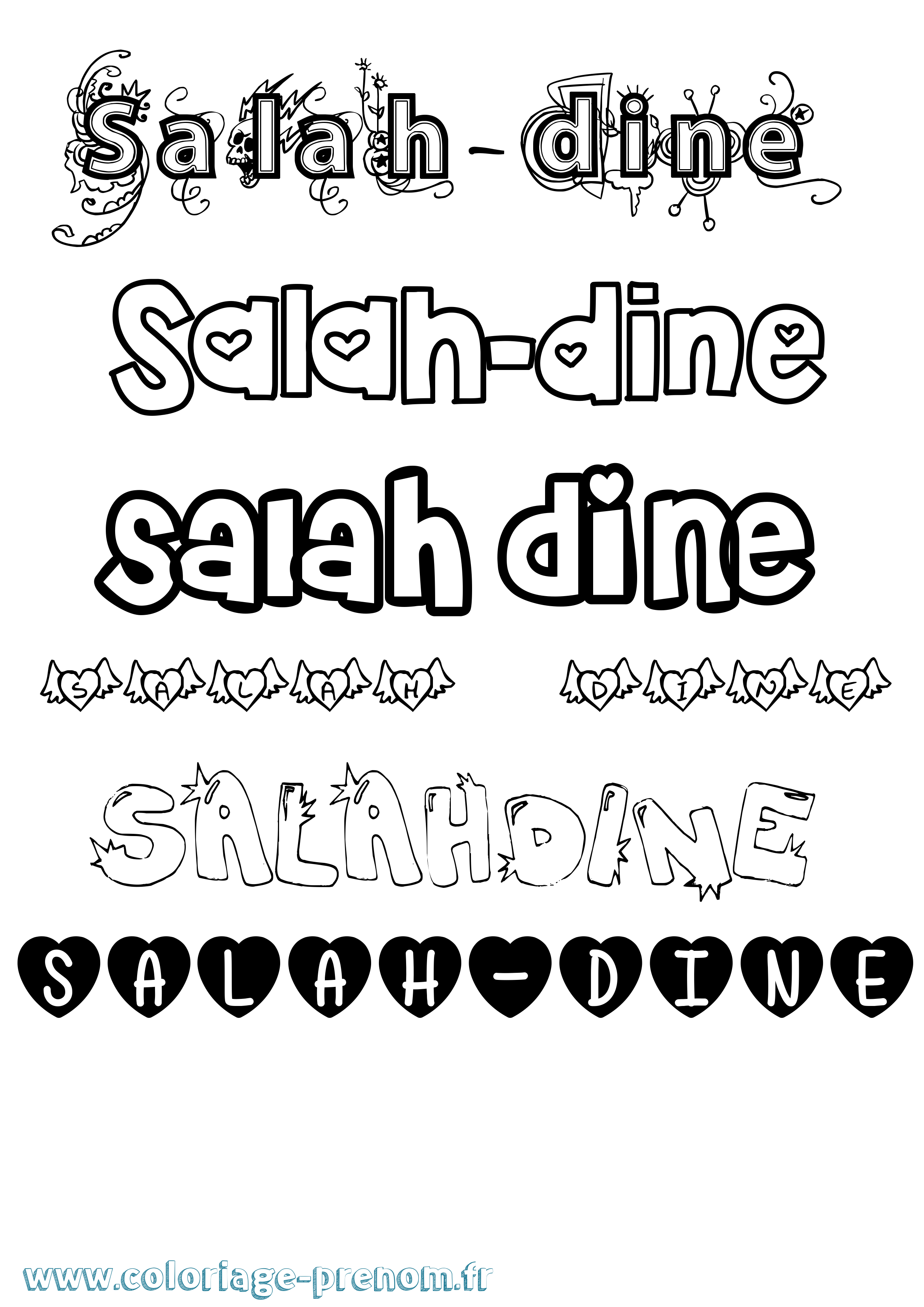 Coloriage prénom Salah-Dine Girly