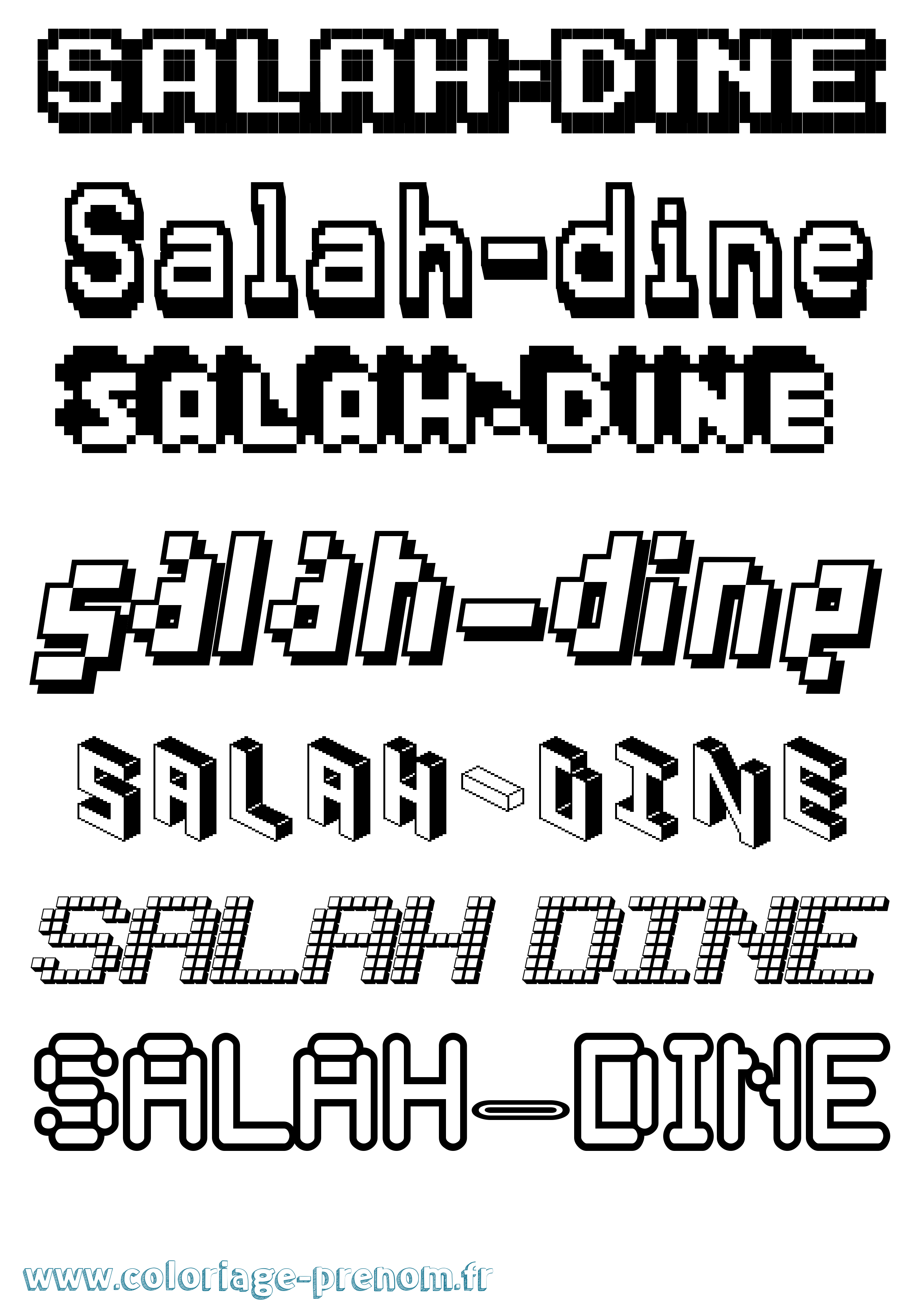 Coloriage prénom Salah-Dine Pixel