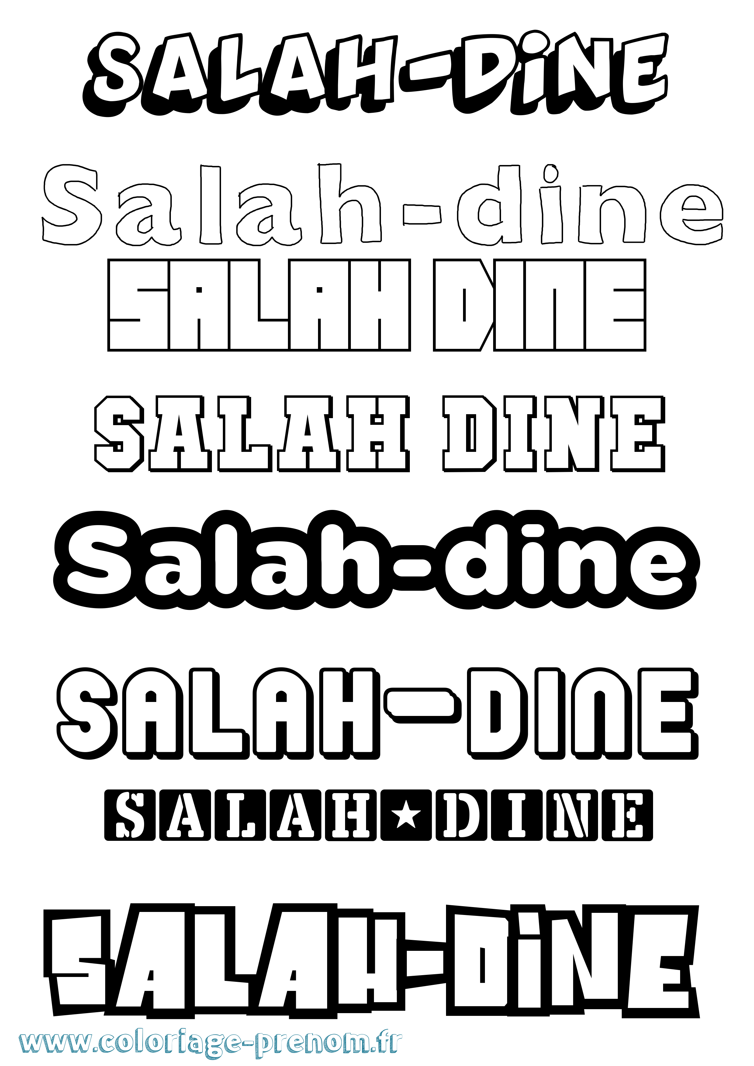 Coloriage prénom Salah-Dine Simple