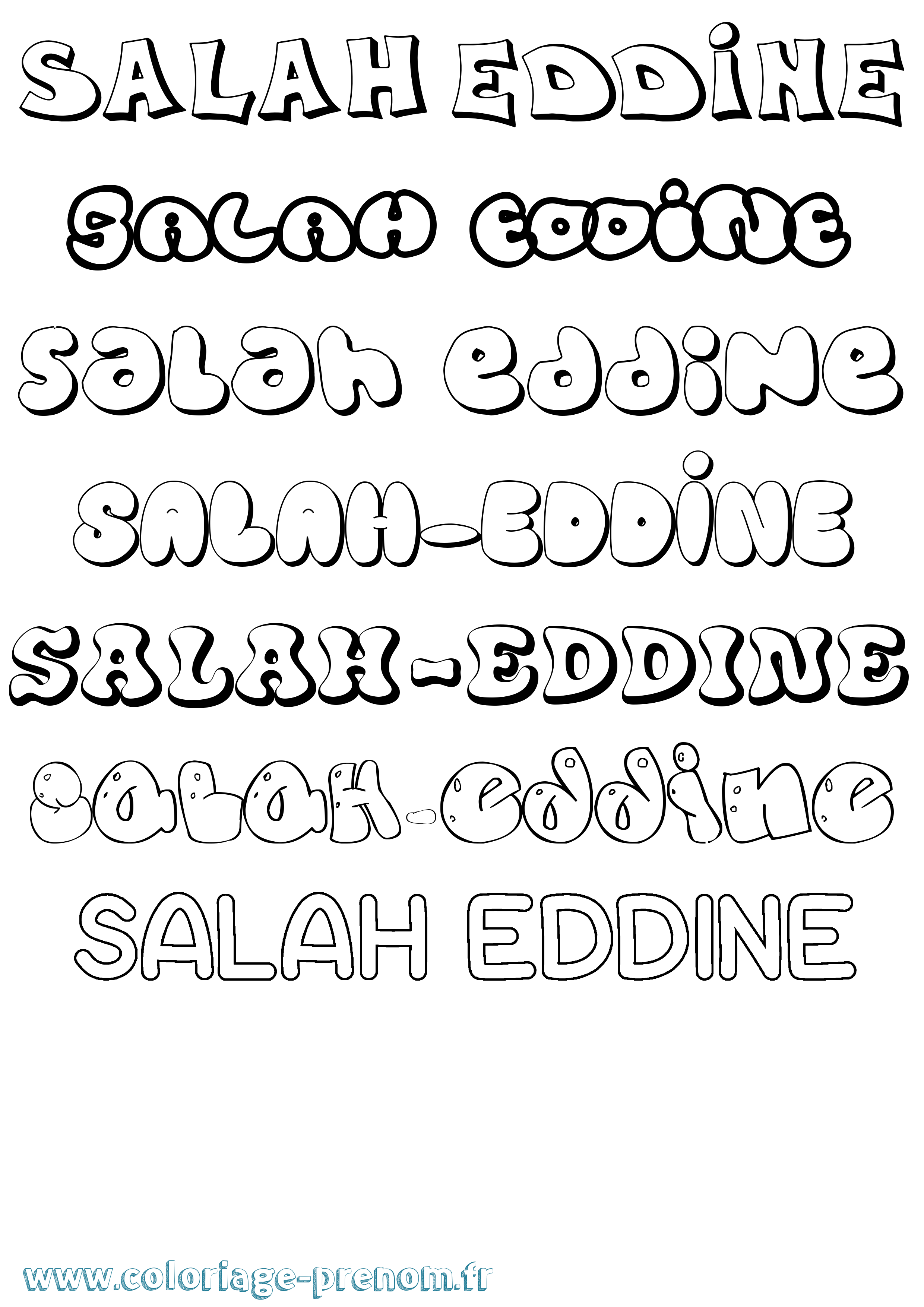 Coloriage Salah-Eddine Bubble Coloriage prénom Salah-Eddine Bubble