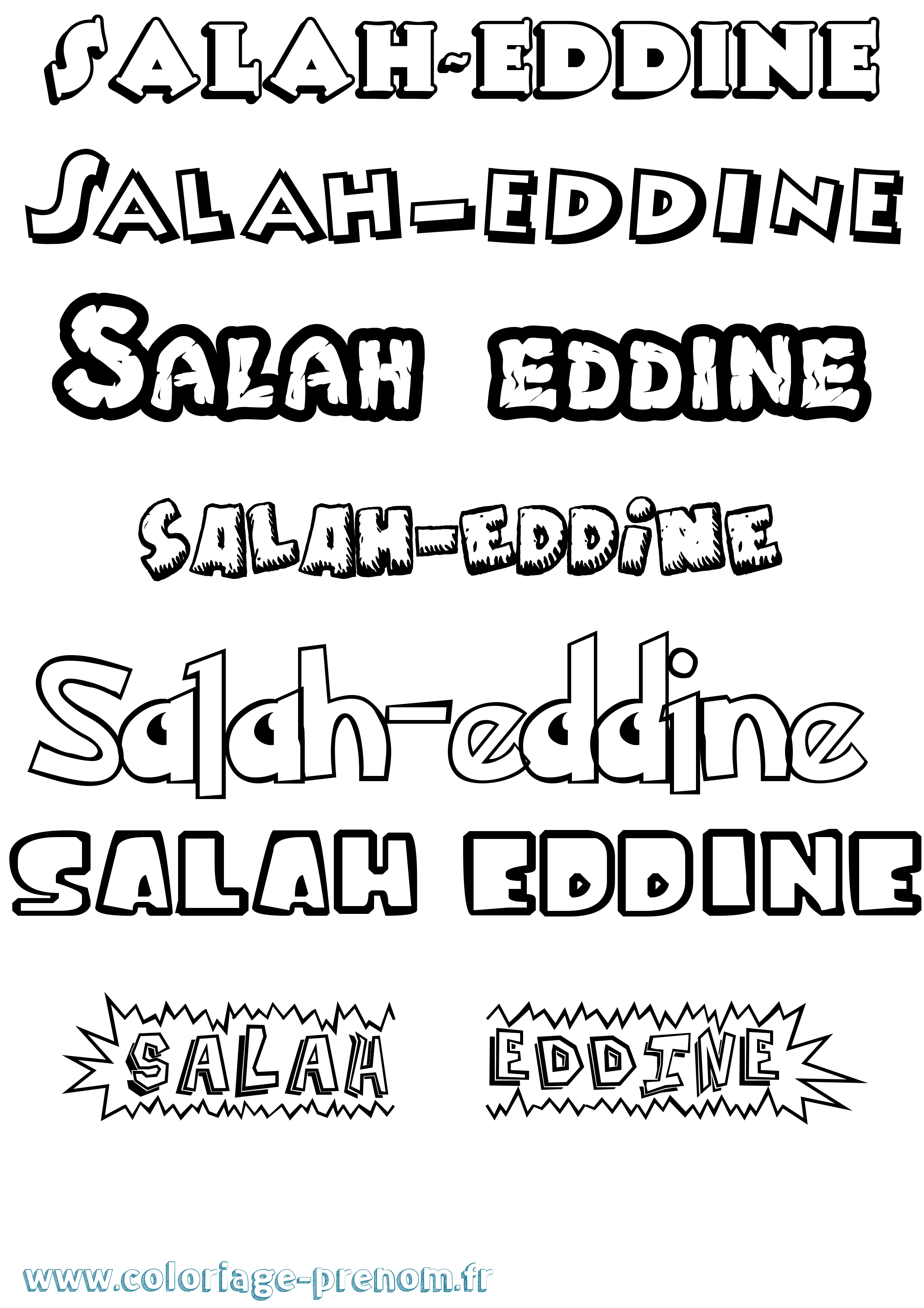 Coloriage Salah-Eddine Dessin Animé Coloriage prénom Salah-Eddine Dessin Animé