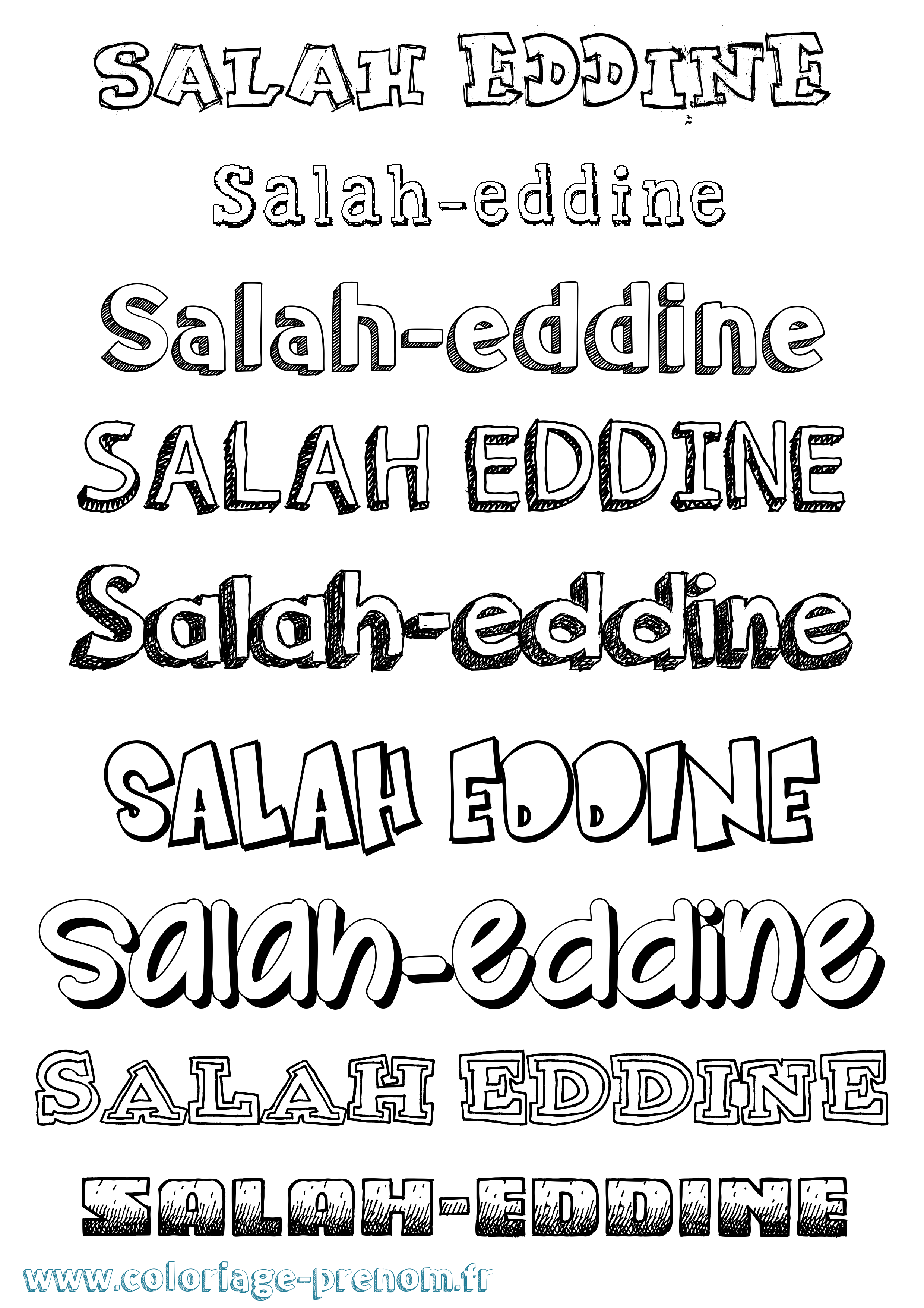 Coloriage Salah-Eddine Dessiné Coloriage prénom Salah-Eddine Dessiné
