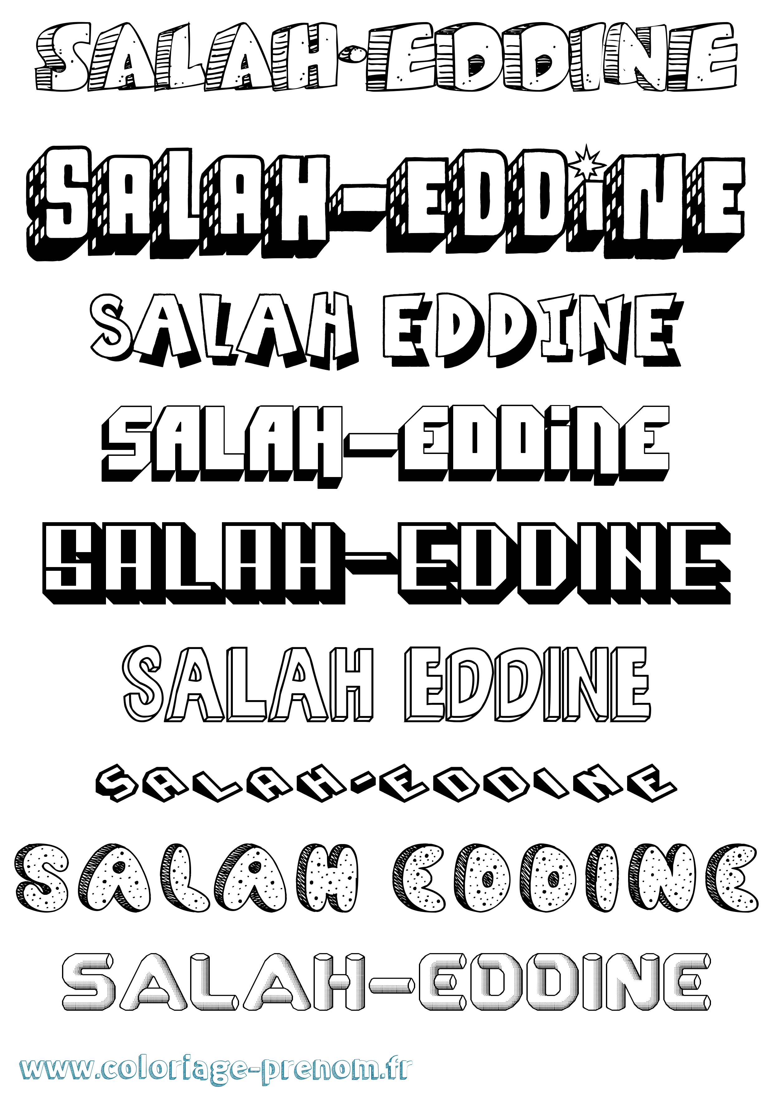 Coloriage Salah-Eddine Effet 3D Coloriage prénom Salah-Eddine Effet 3D