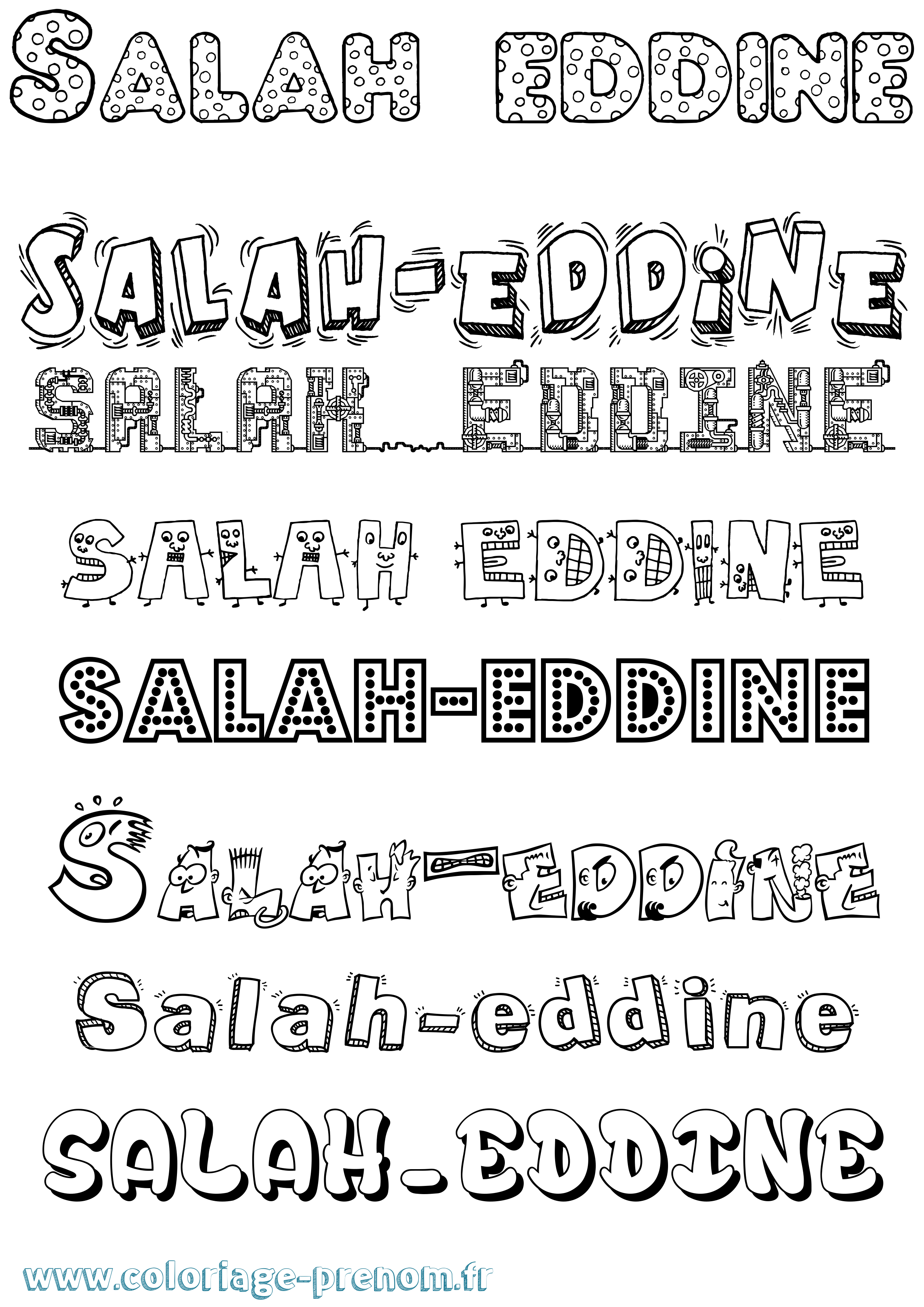 Coloriage Salah-Eddine Fun Coloriage prénom Salah-Eddine Fun