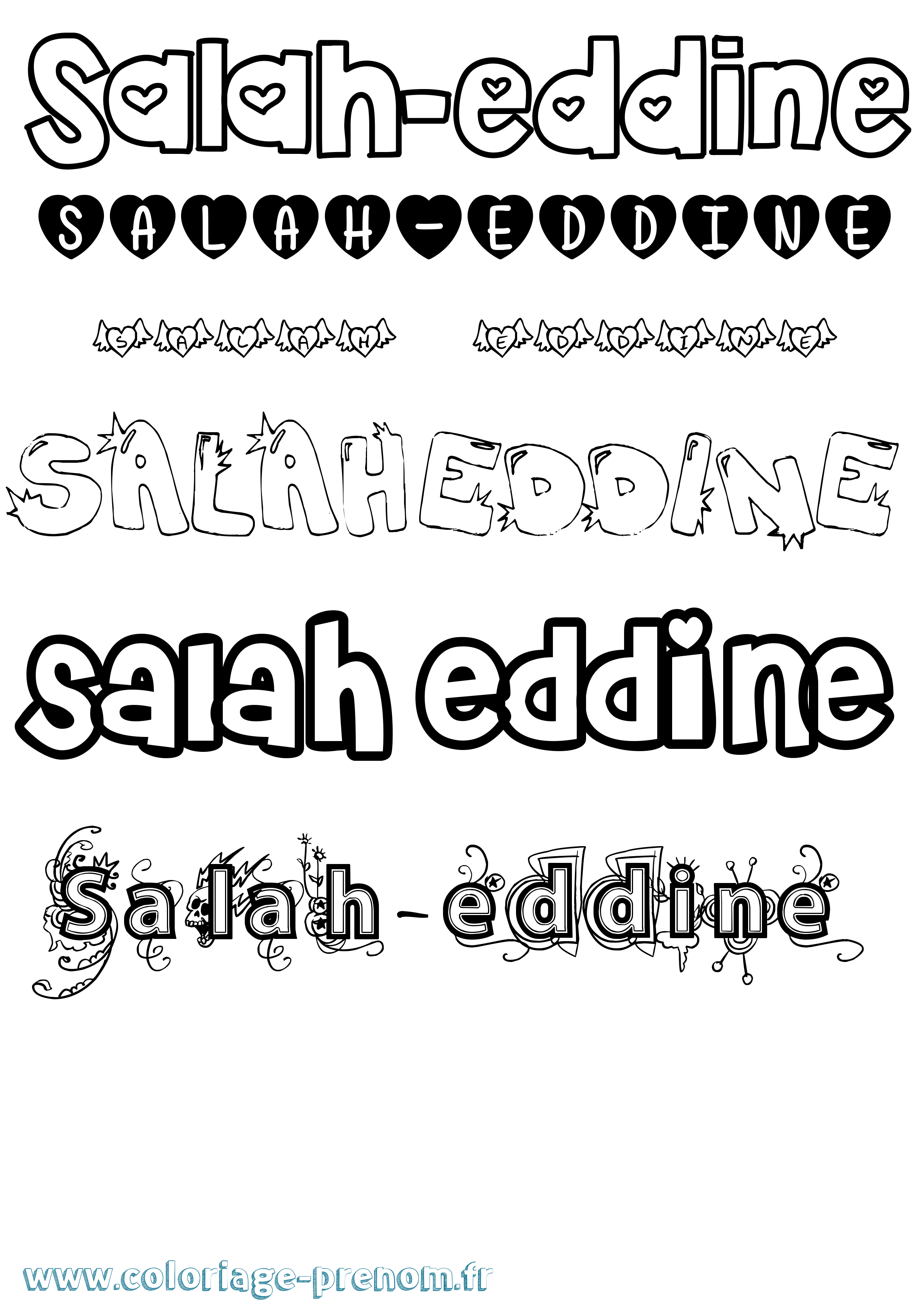 Coloriage Salah-Eddine Girly Coloriage prénom Salah-Eddine Girly