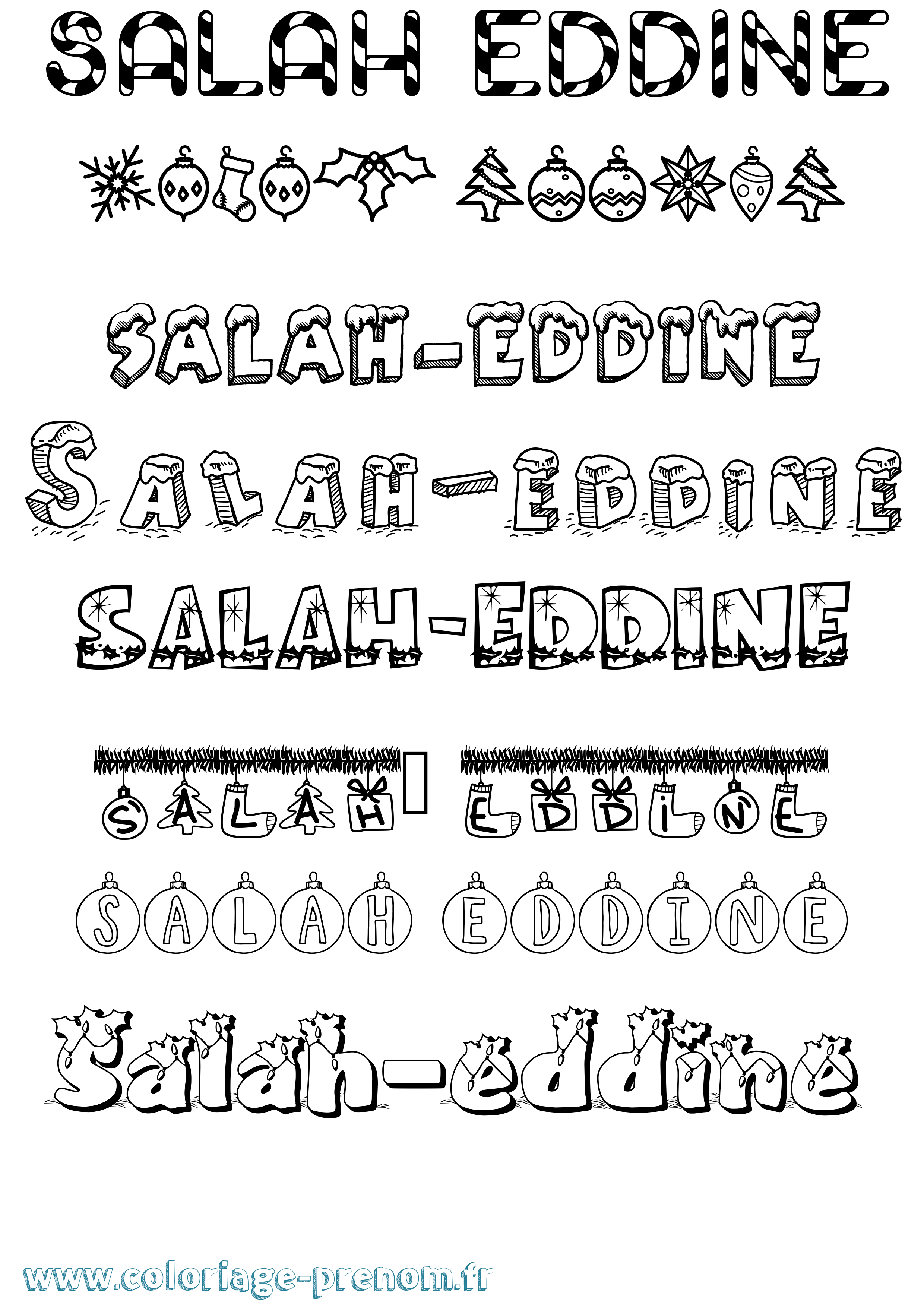 Coloriage Salah-Eddine Noël Coloriage prénom Salah-Eddine Noël