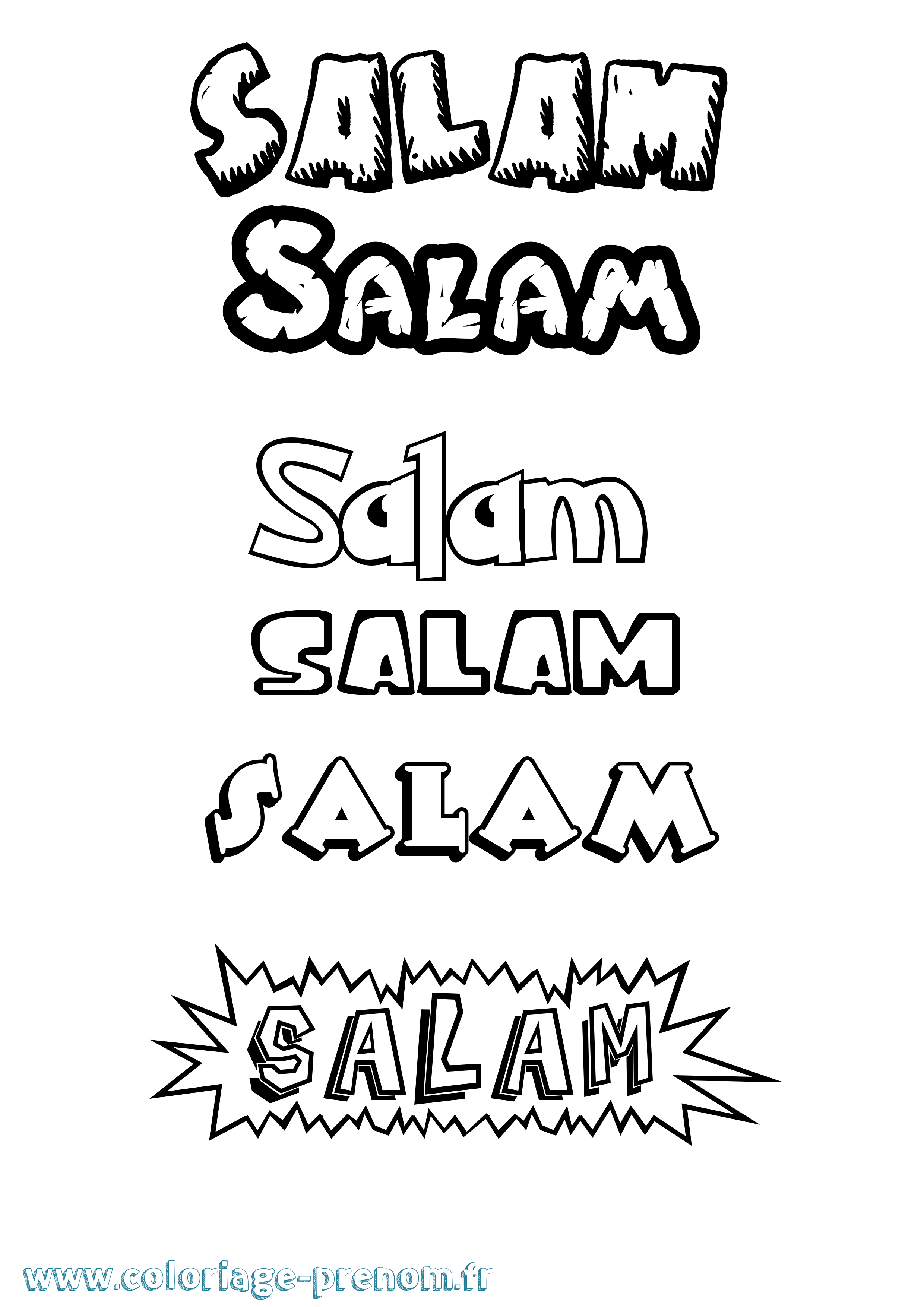 Coloriage prénom Salam Dessin Animé