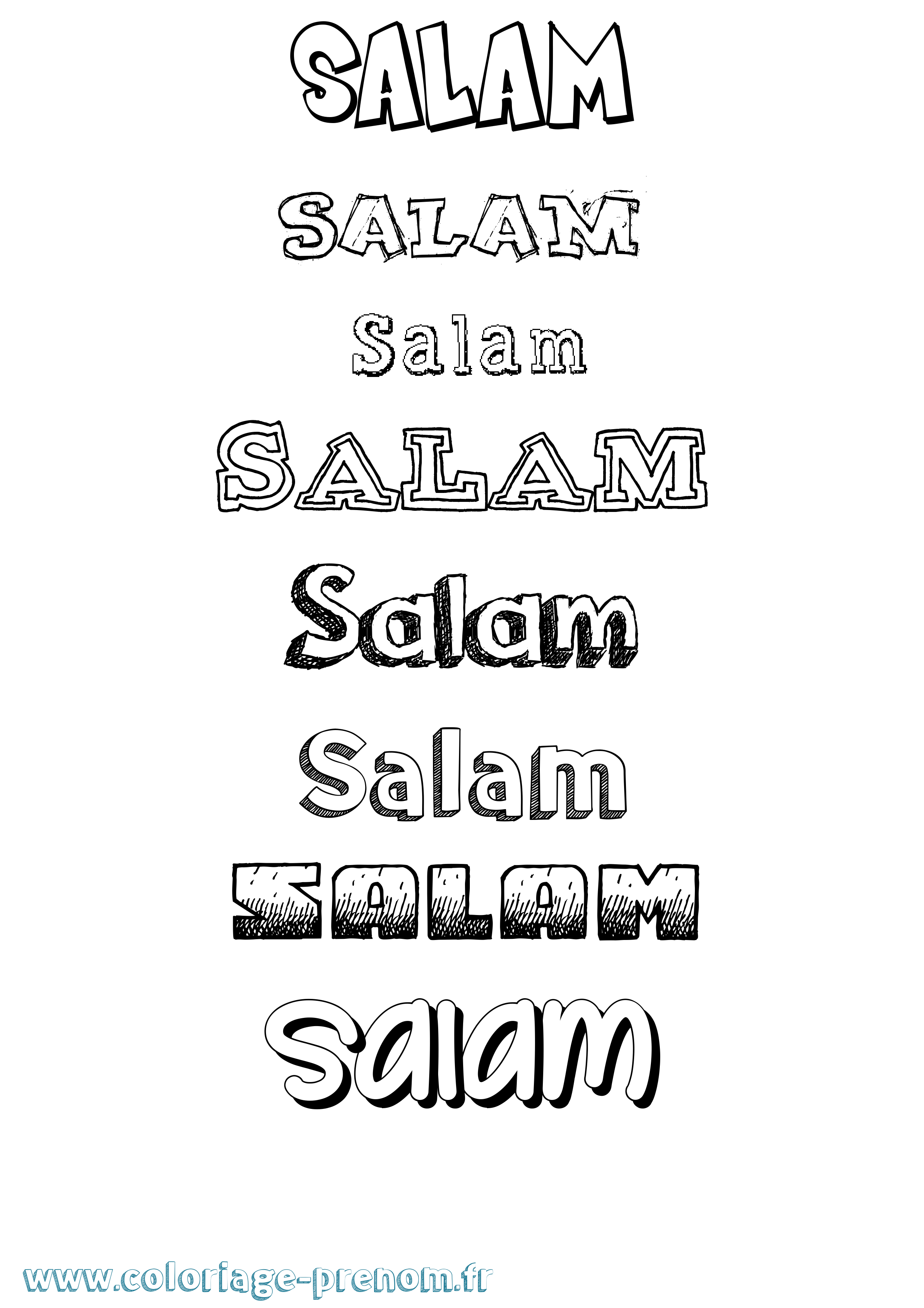 Coloriage prénom Salam Dessiné