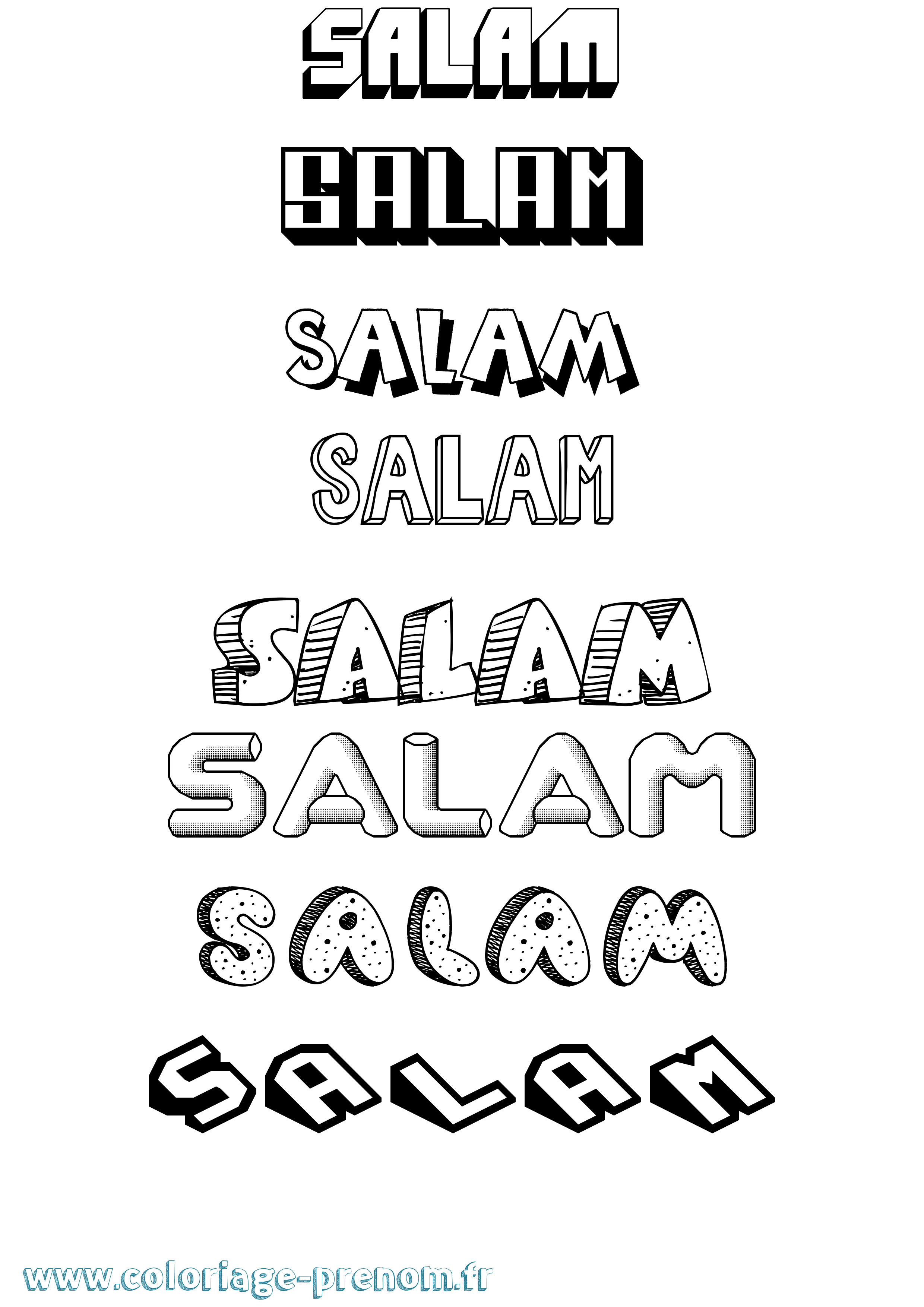 Coloriage prénom Salam Effet 3D