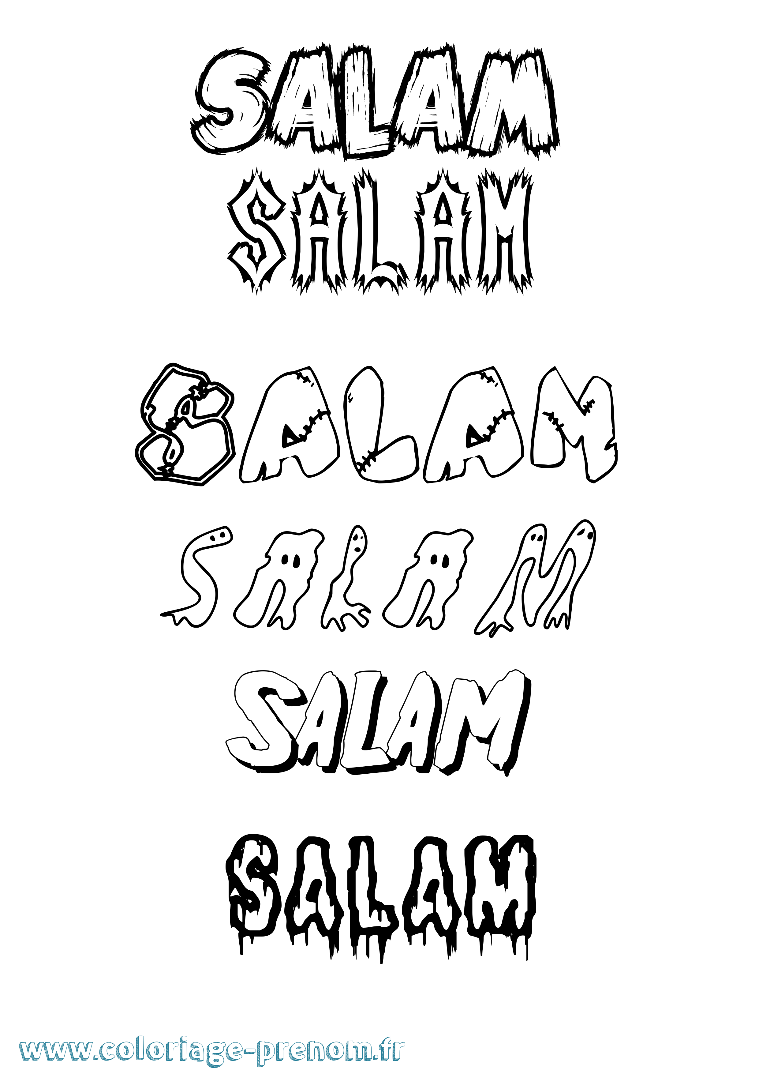 Coloriage prénom Salam Frisson