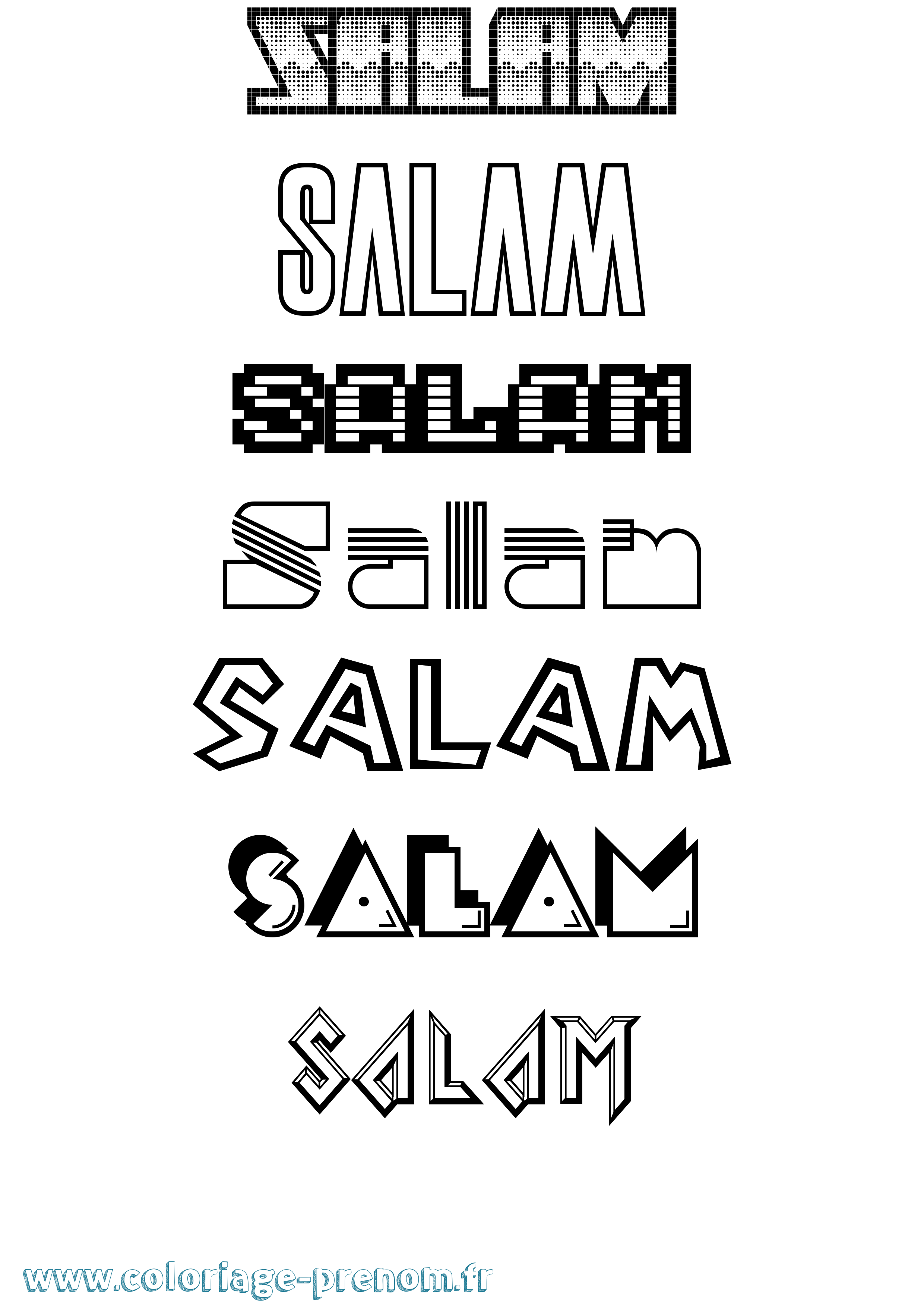 Coloriage prénom Salam Jeux Vidéos