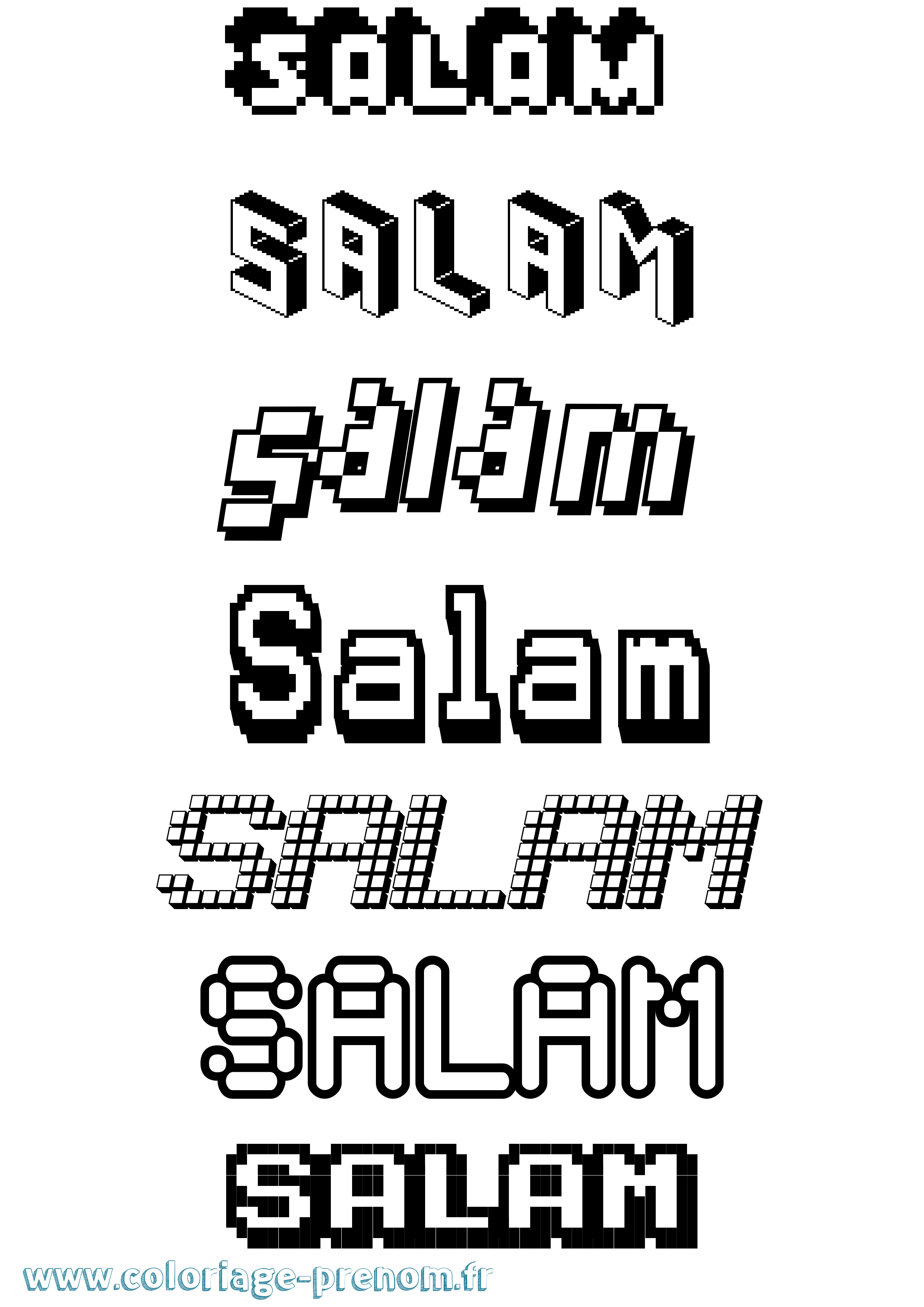 Coloriage prénom Salam Pixel