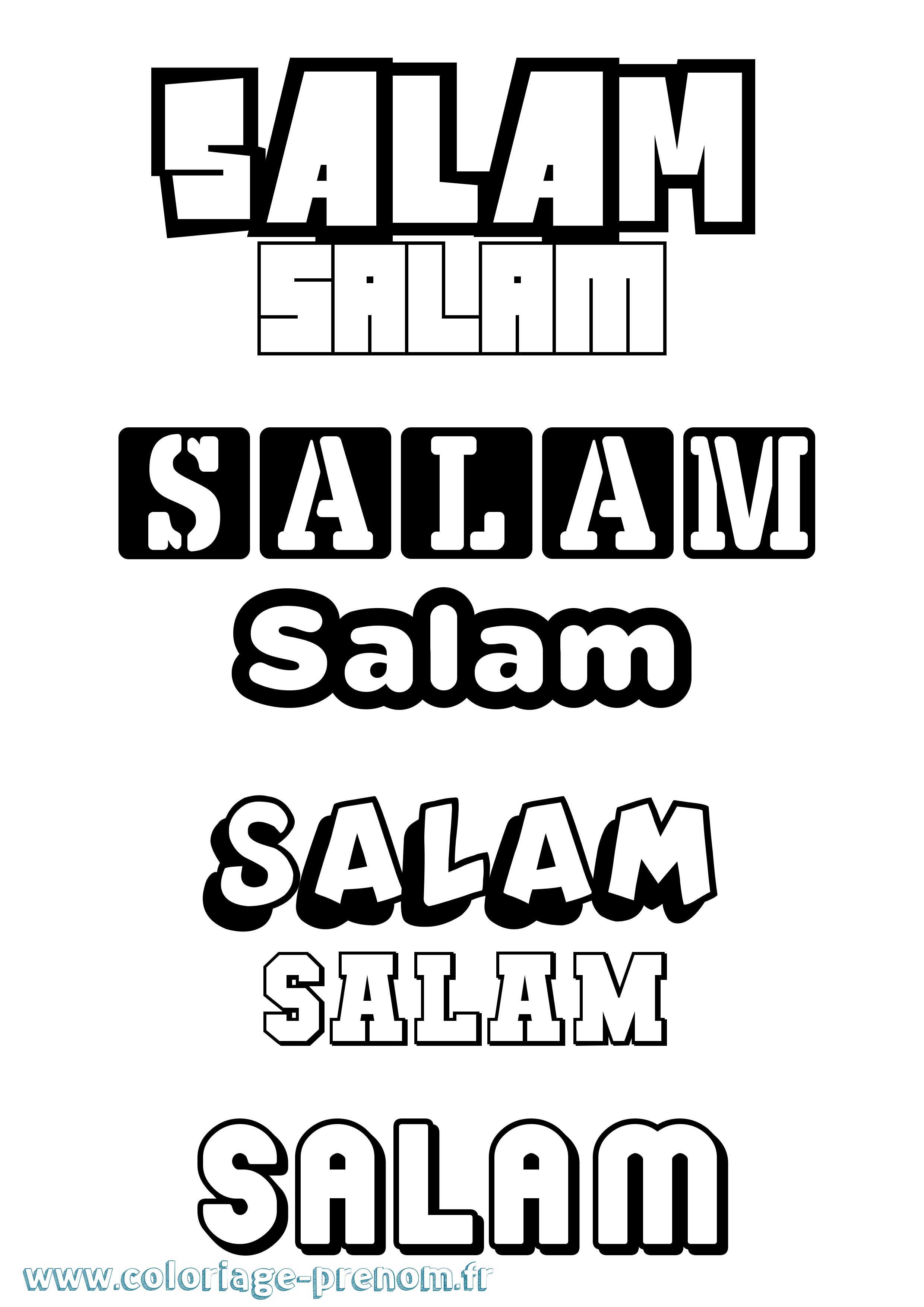 Coloriage prénom Salam Simple
